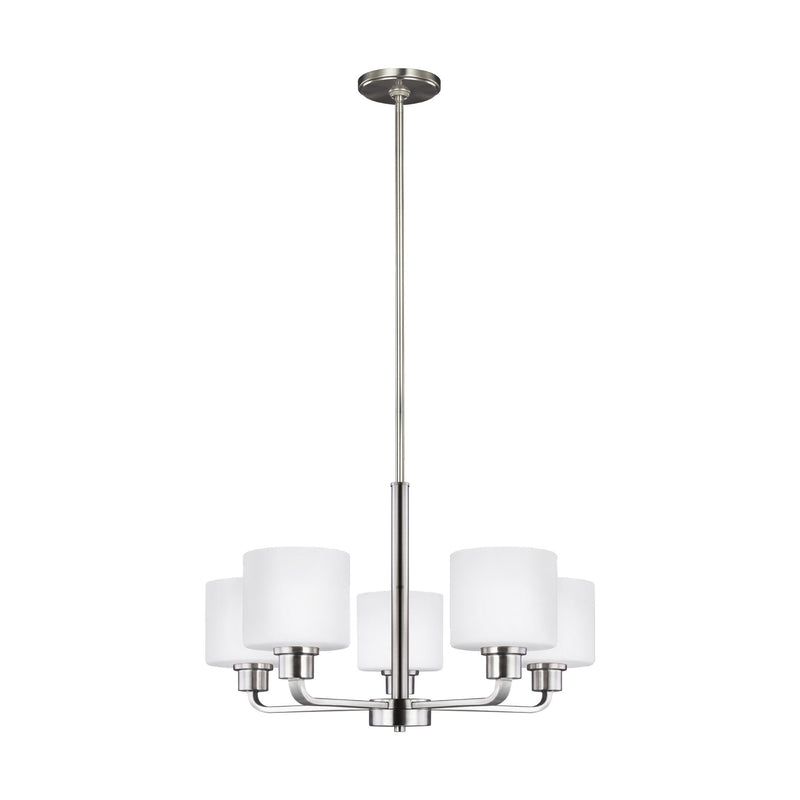 Generation Lighting 3128805-962 Sea Gull Canfield 5 Light Chandelier in Brushed Nickel