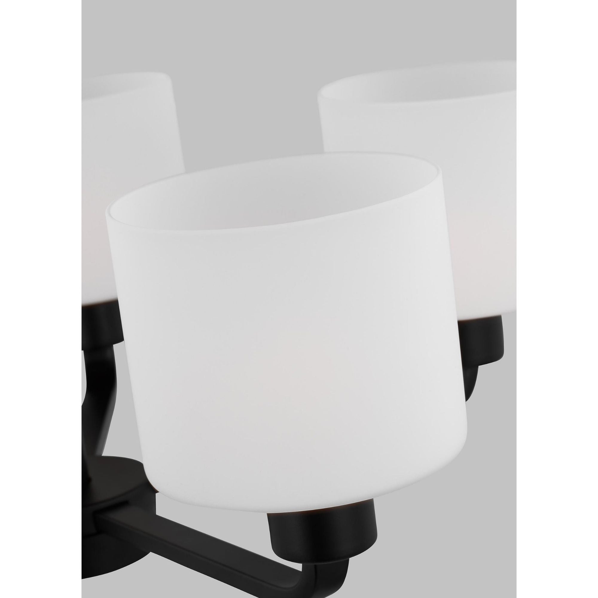 Canfield Five Light Chandelier LED Modern 14.5" Height Steel Round Etched / White Inside Shade in Midnight Black