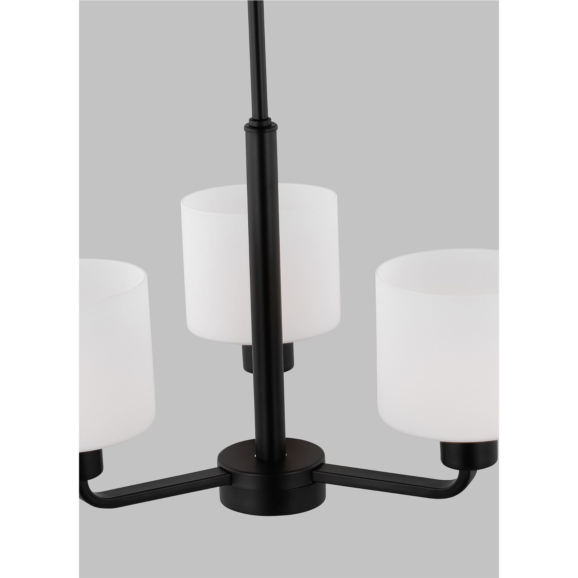 Canfield Five Light Chandelier LED Modern 14.5" Height Steel Round Etched / White Inside Shade in Midnight Black