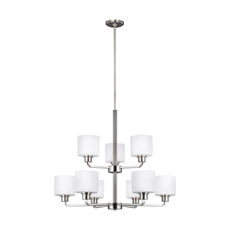 Generation Lighting 3128809-962 Sea Gull Canfield 9 Light Chandelier in Brushed Nickel