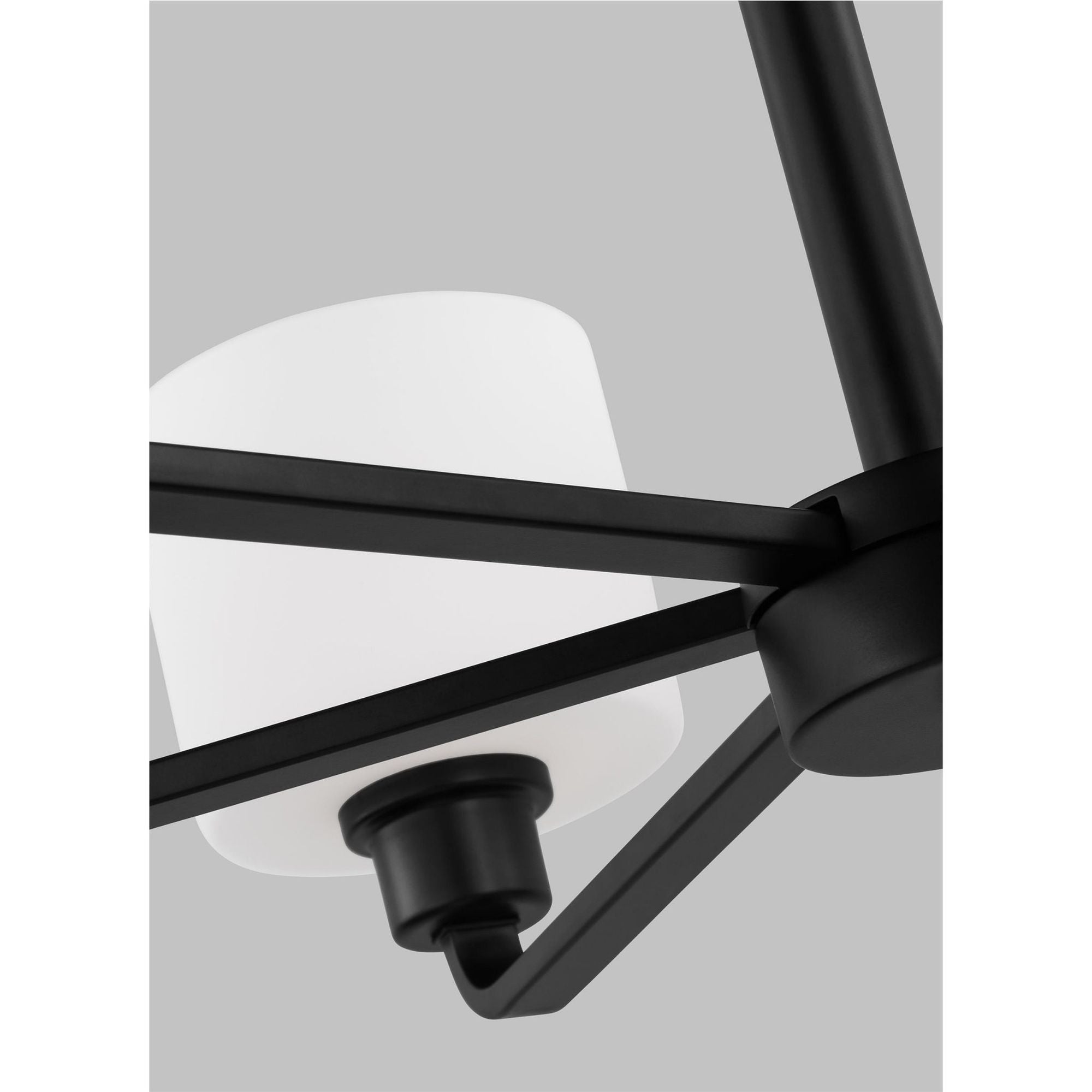 Canfield Nine Light Chandelier LED Modern 26" Height Steel Round Etched / White Inside Shade in Midnight Black