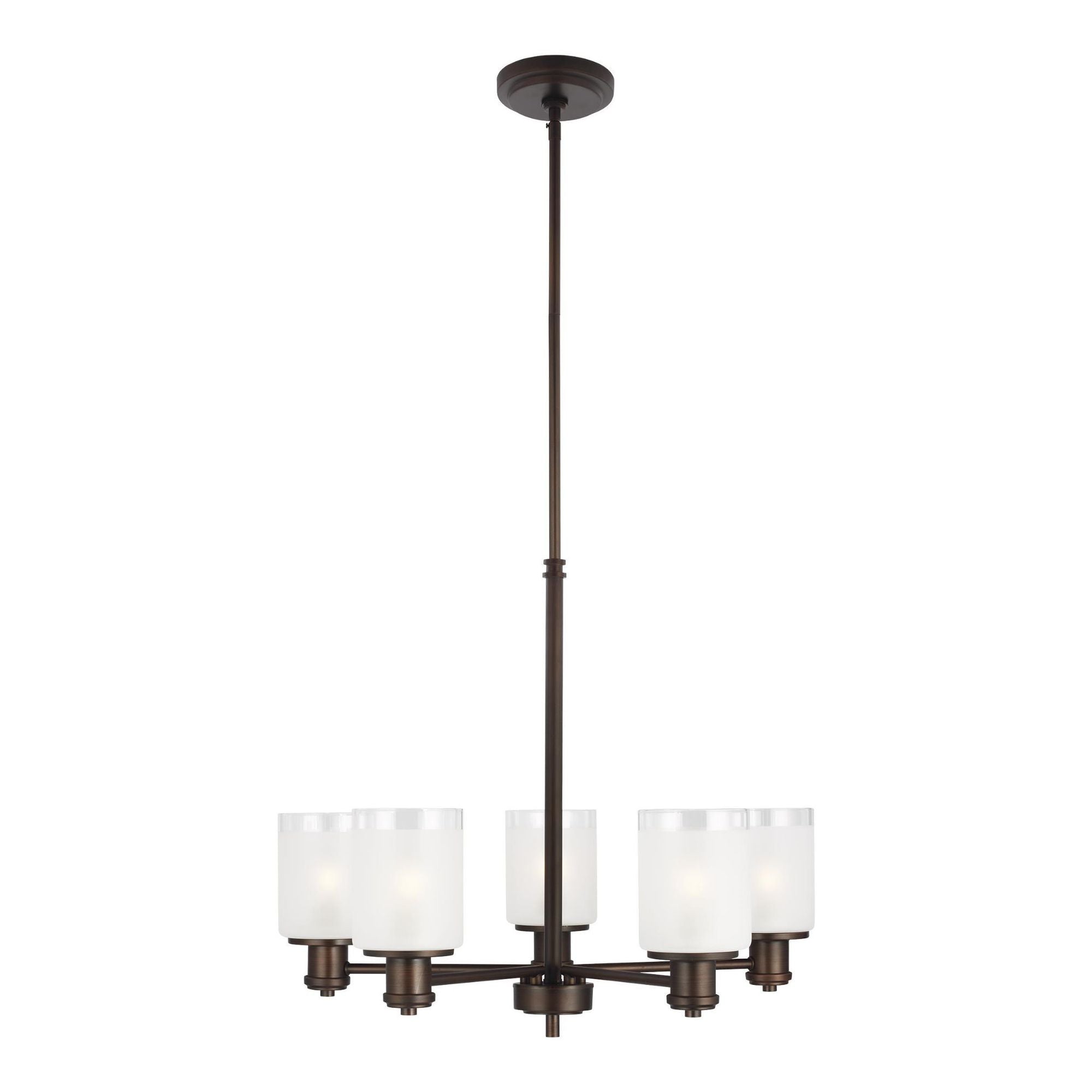 Norwood Five Light Chandelier LED Transitional 20" Height Steel Round Clear Highlighted Satin Etched Shade in Bronze