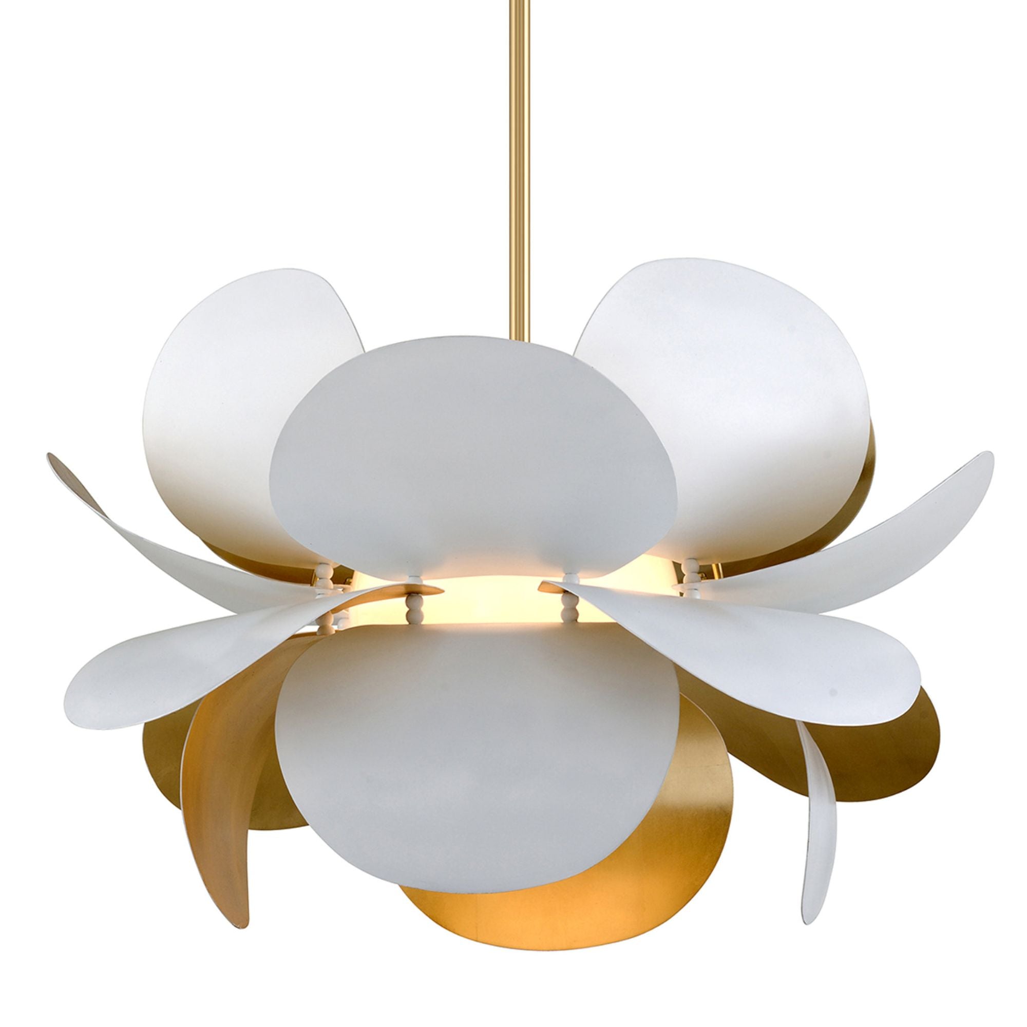 Ginger 1-Light Chandelier in  White And Gold Leaf 34.5L x 34.5W x 22.25H