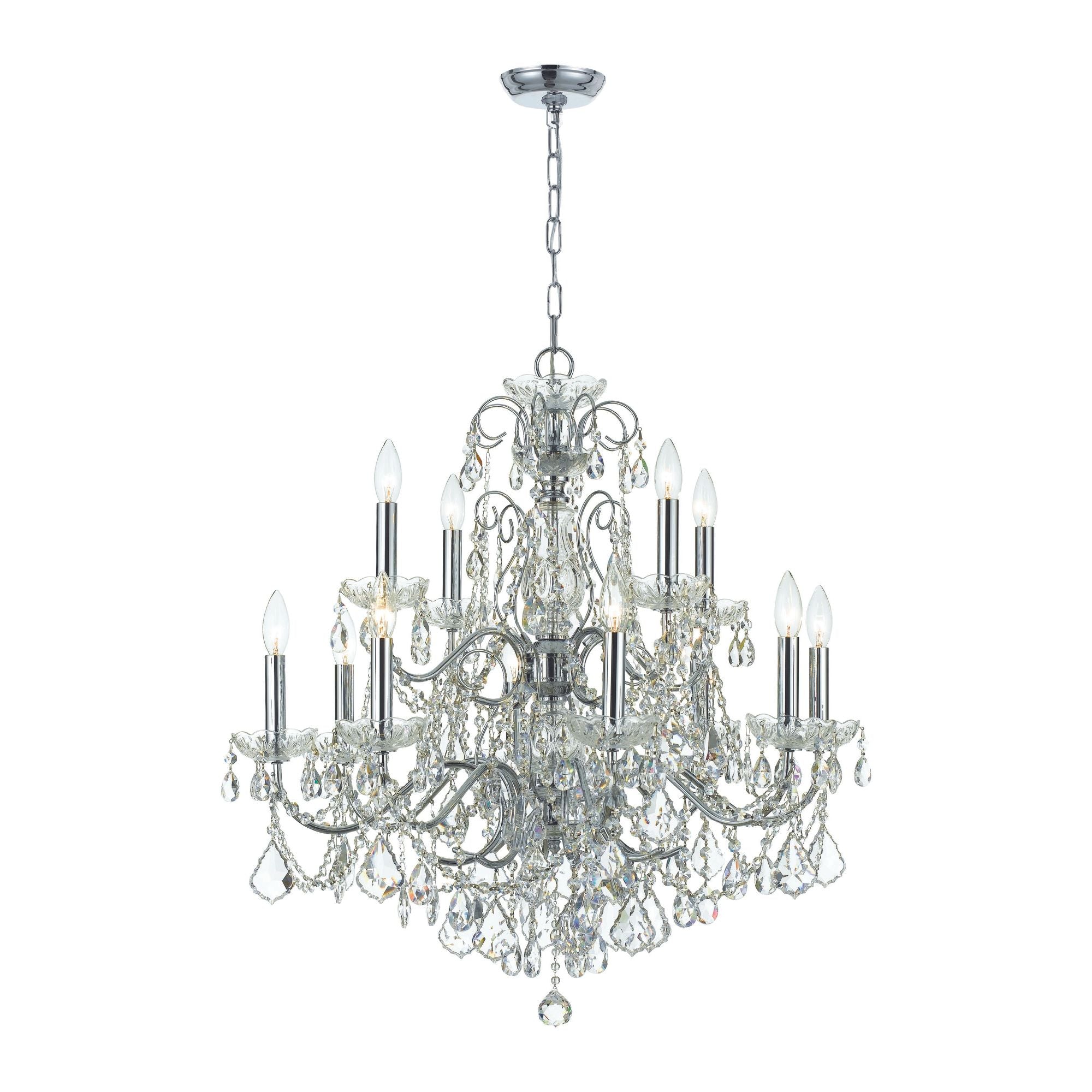 Imperial 12 Light Hand Cut Crystal Polished Chrome Chandelier
