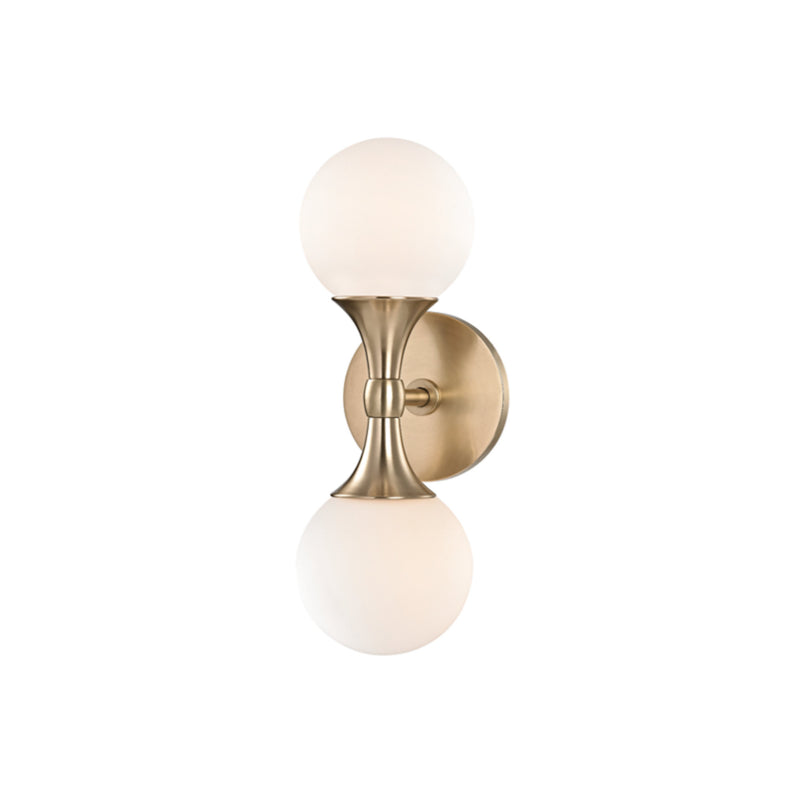 Astoria 2 Light Wall Sconce in Aged Brass