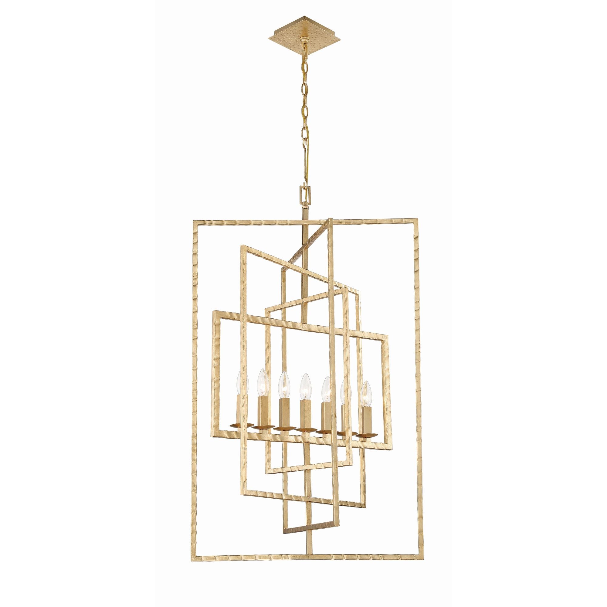 Capri 7 Light Antique Gold Lantern Chandelier 24"W x 38"H x 24"D