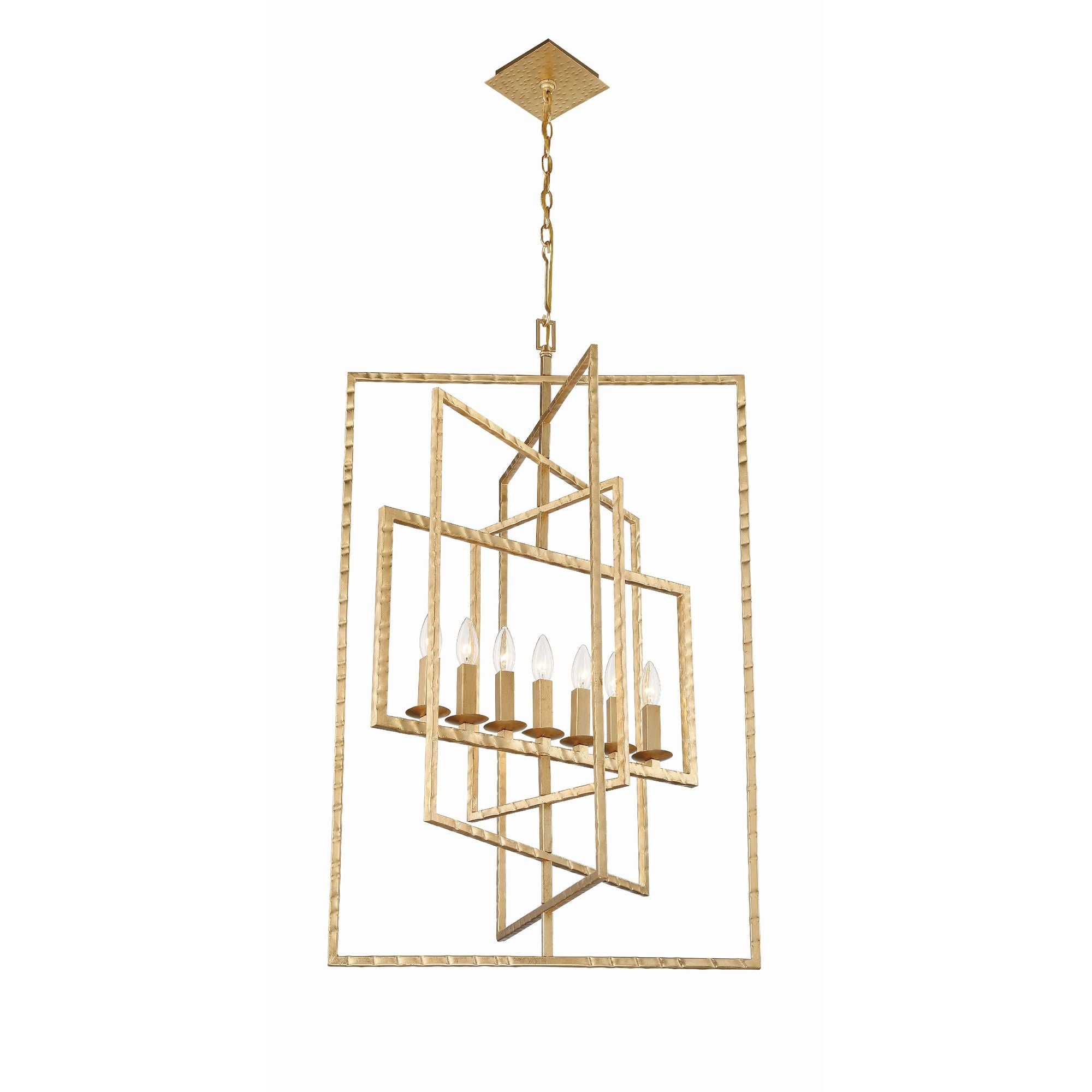 Capri 7 Light Antique Gold Lantern Chandelier 24"W x 38"H x 24"D