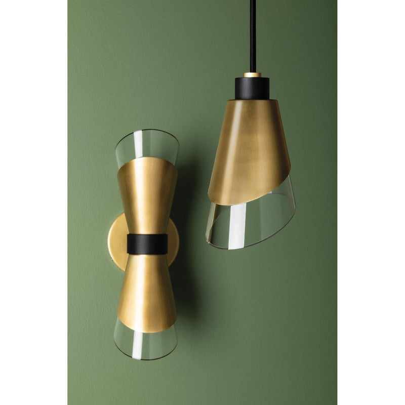 Angie 2 Light Wall Sconce in Polished Nickel/Black