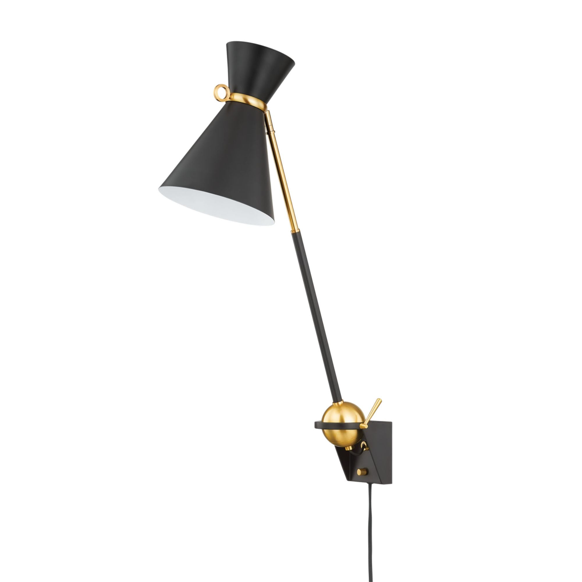 Winsted 1 Light Plug-in Sconce in Aged Brass/Soft Black