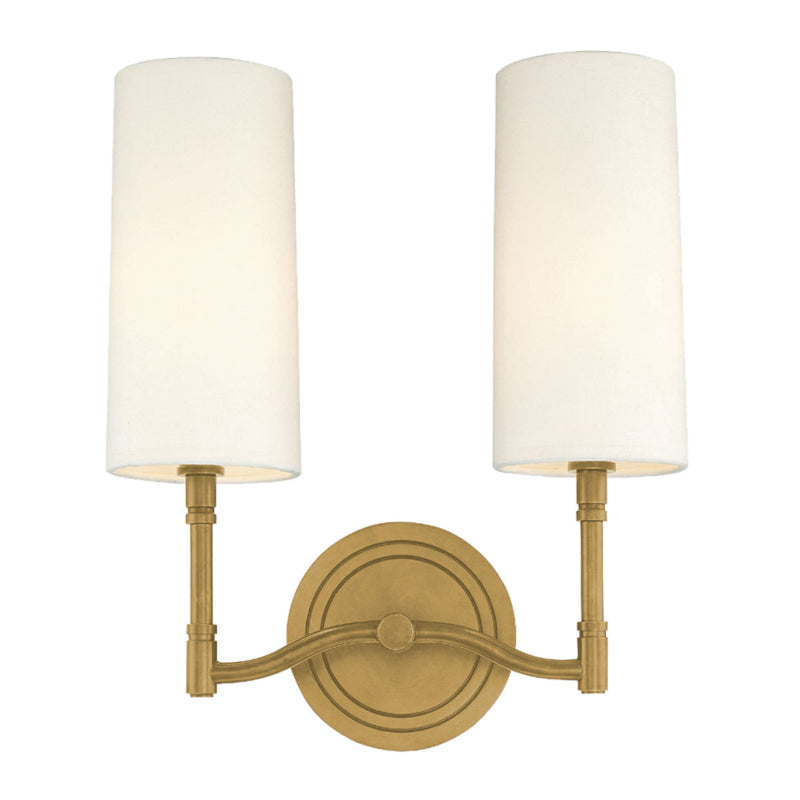 Dillon 2 Light Wall Sconce in Aged Brass