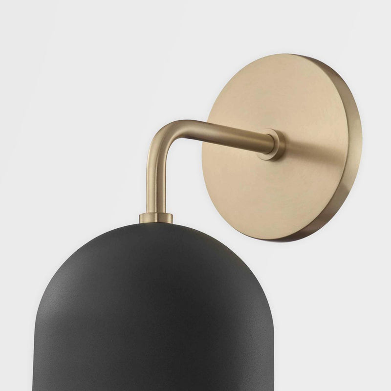 Haley 1 Light Wall Sconce in Aged Brass/Black