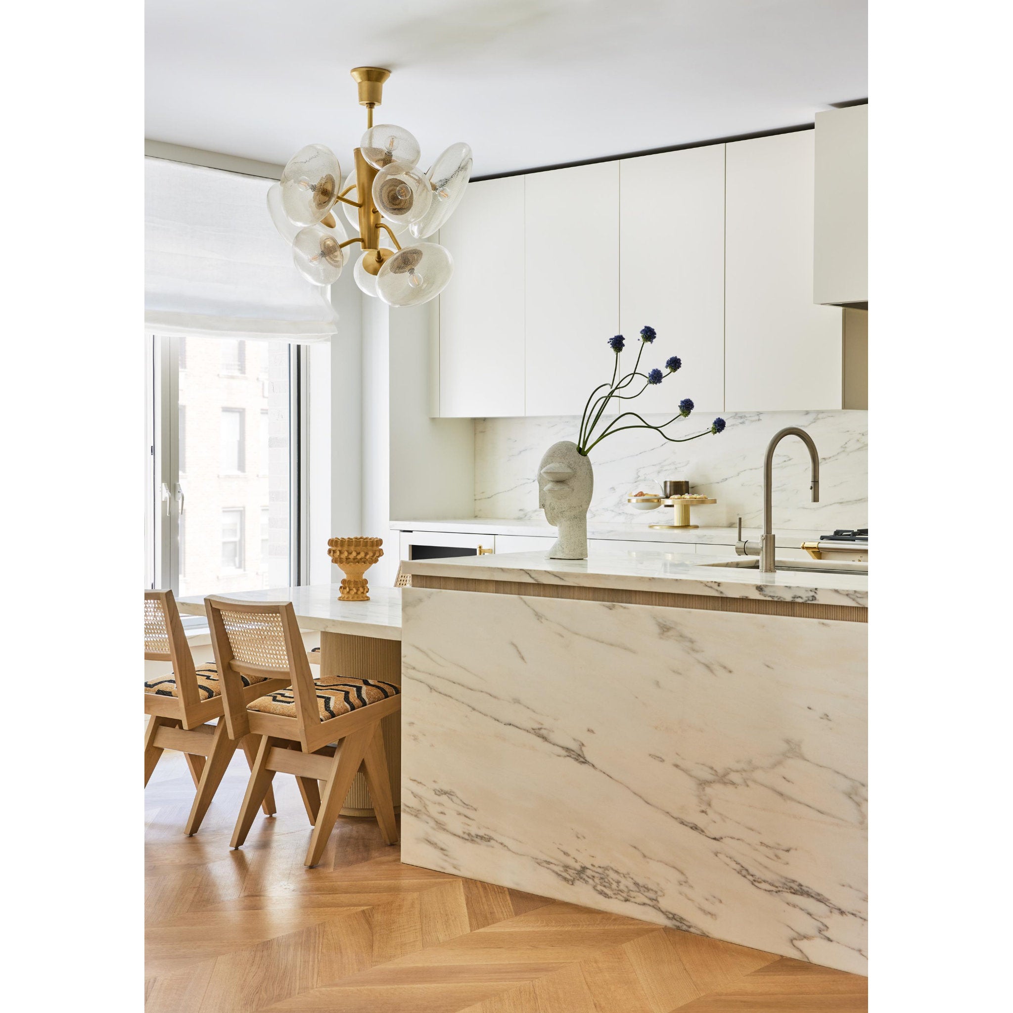 Opera 9-Light Chandelier in  Aged Brass by  Kelly Behun 30.75L x 30.75W x 26.5H