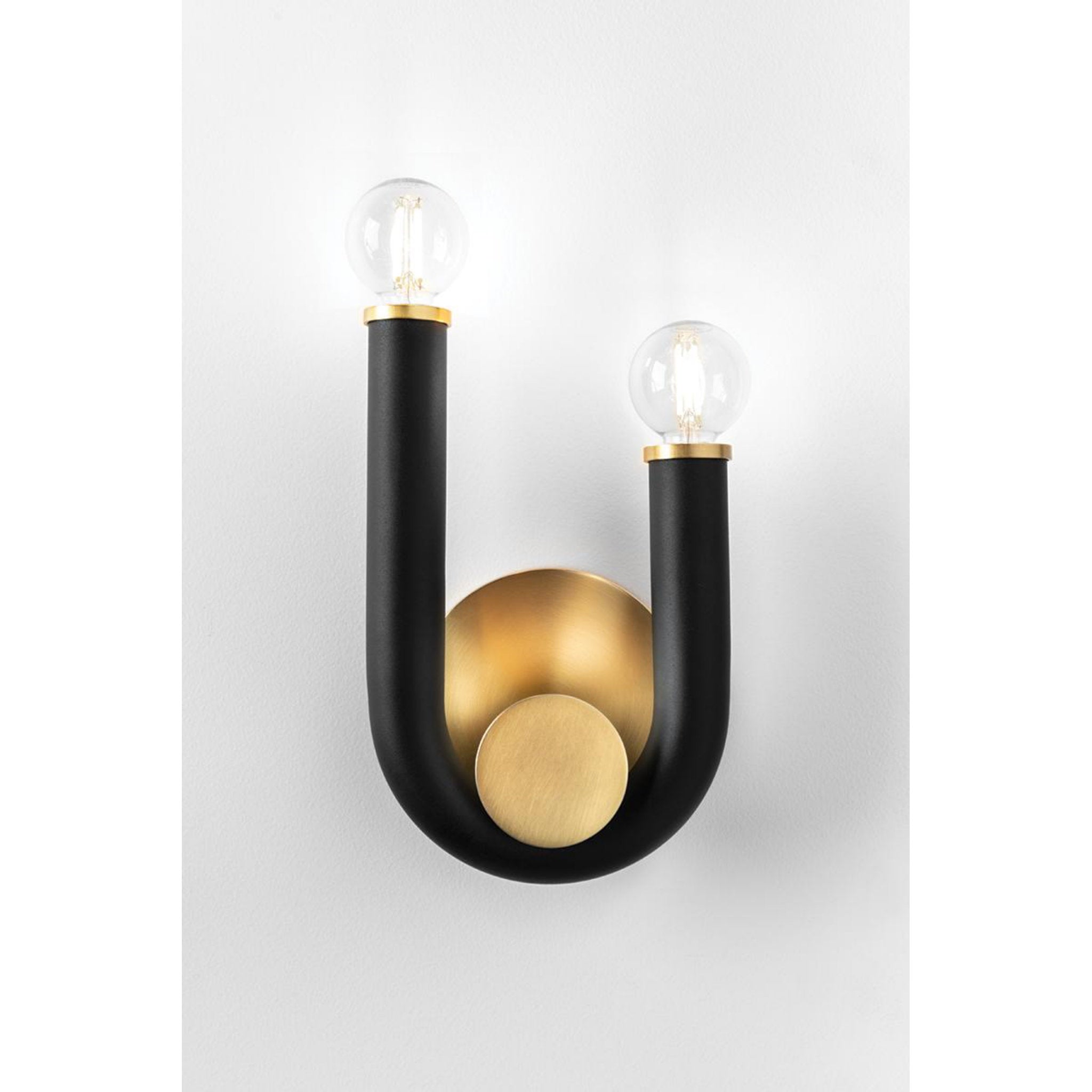 Whit 1-Light Floor Lamp in Aged Brass/Black