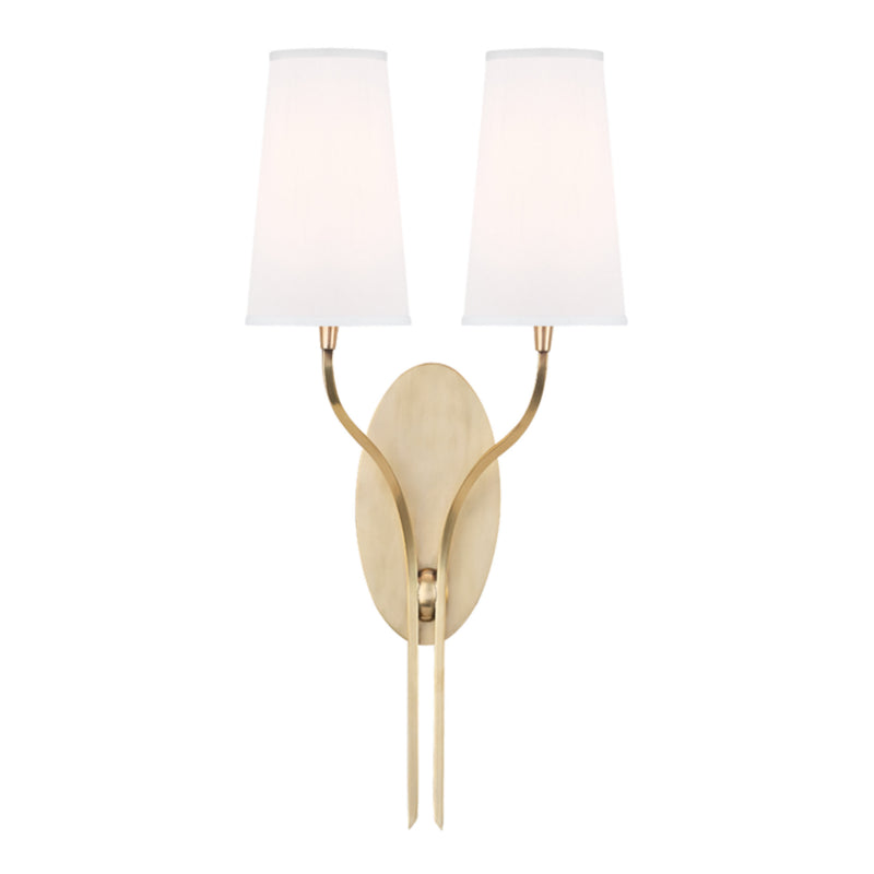 Rutland 2 Light Wall Sconce in Aged Brass