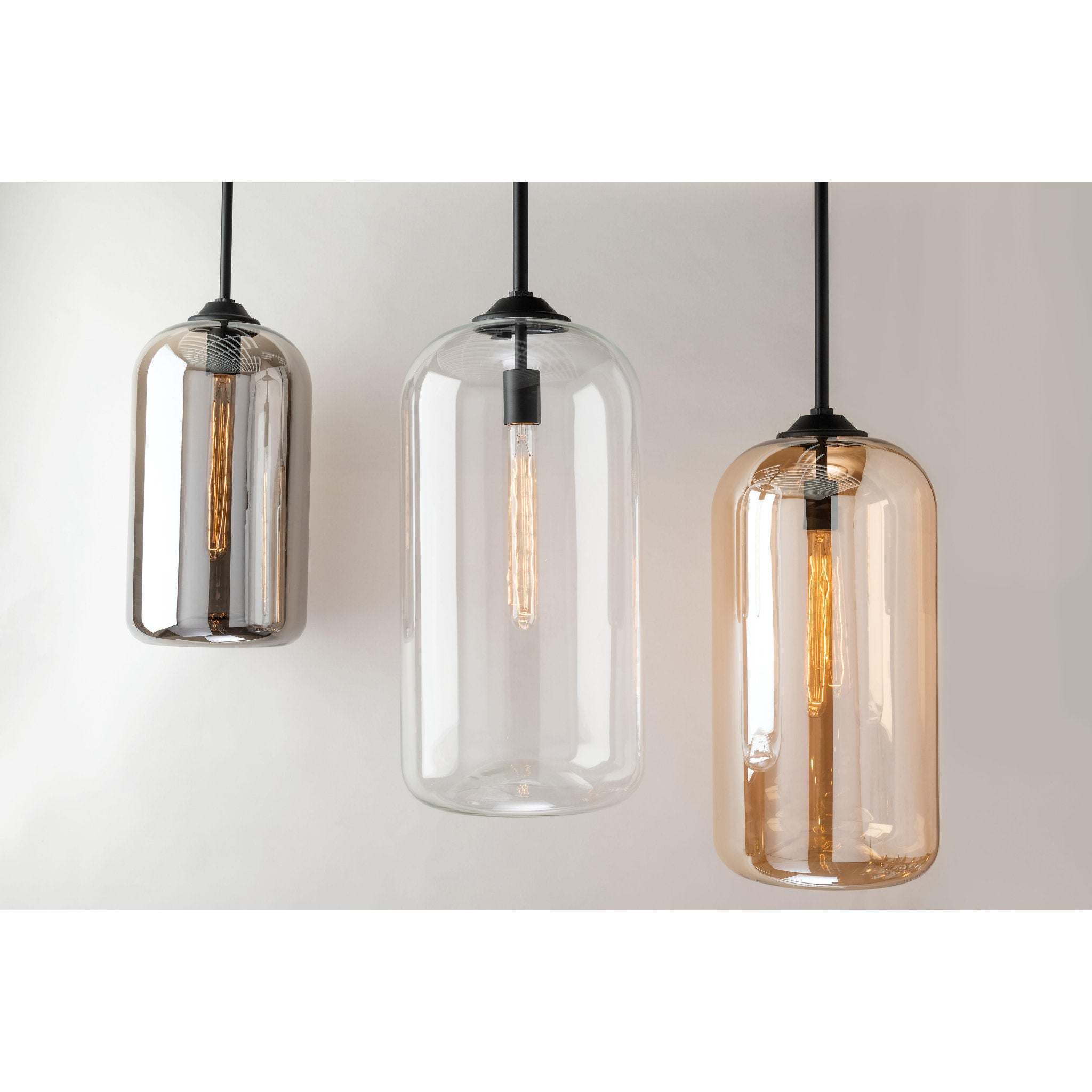 District 1-Light Pendant in Soft Black 8W x 15.75H (F5571-SBK)