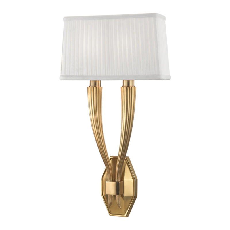 Erie 2 Light Wall Sconce in Aged Brass