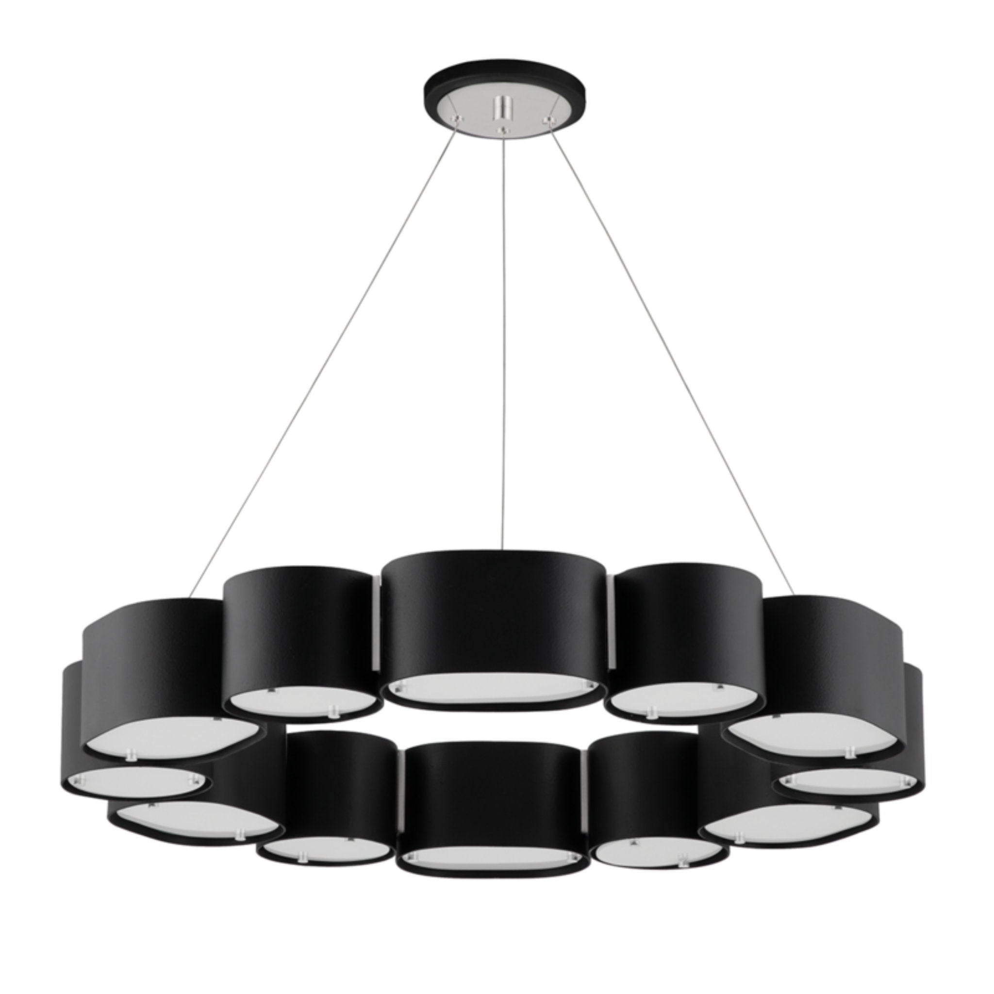 Opal 12 Light Chandelier in Soft Black With Stainless Steel