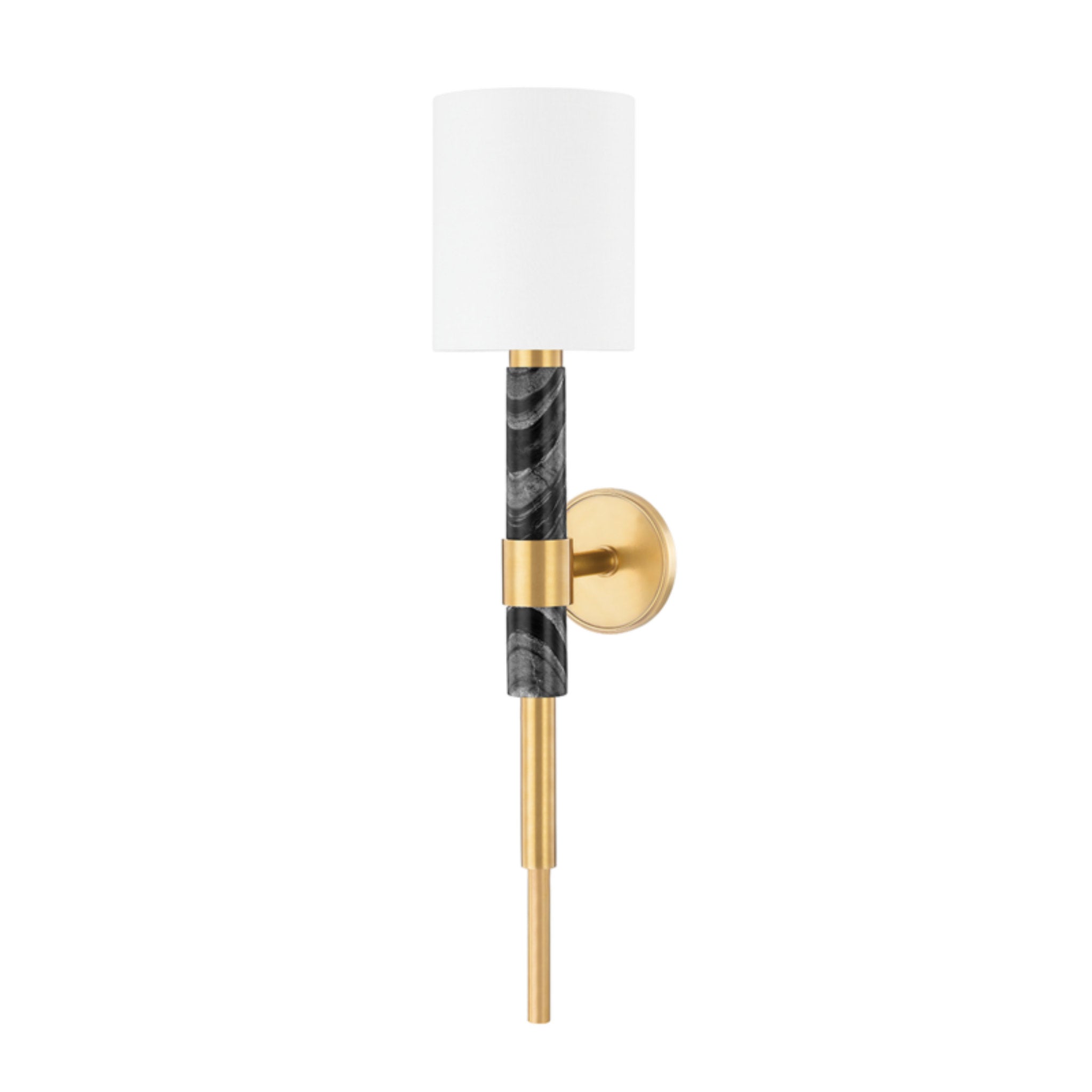 Solstice 1 Light Wall Sconce in Vintage Brass & Black Marble