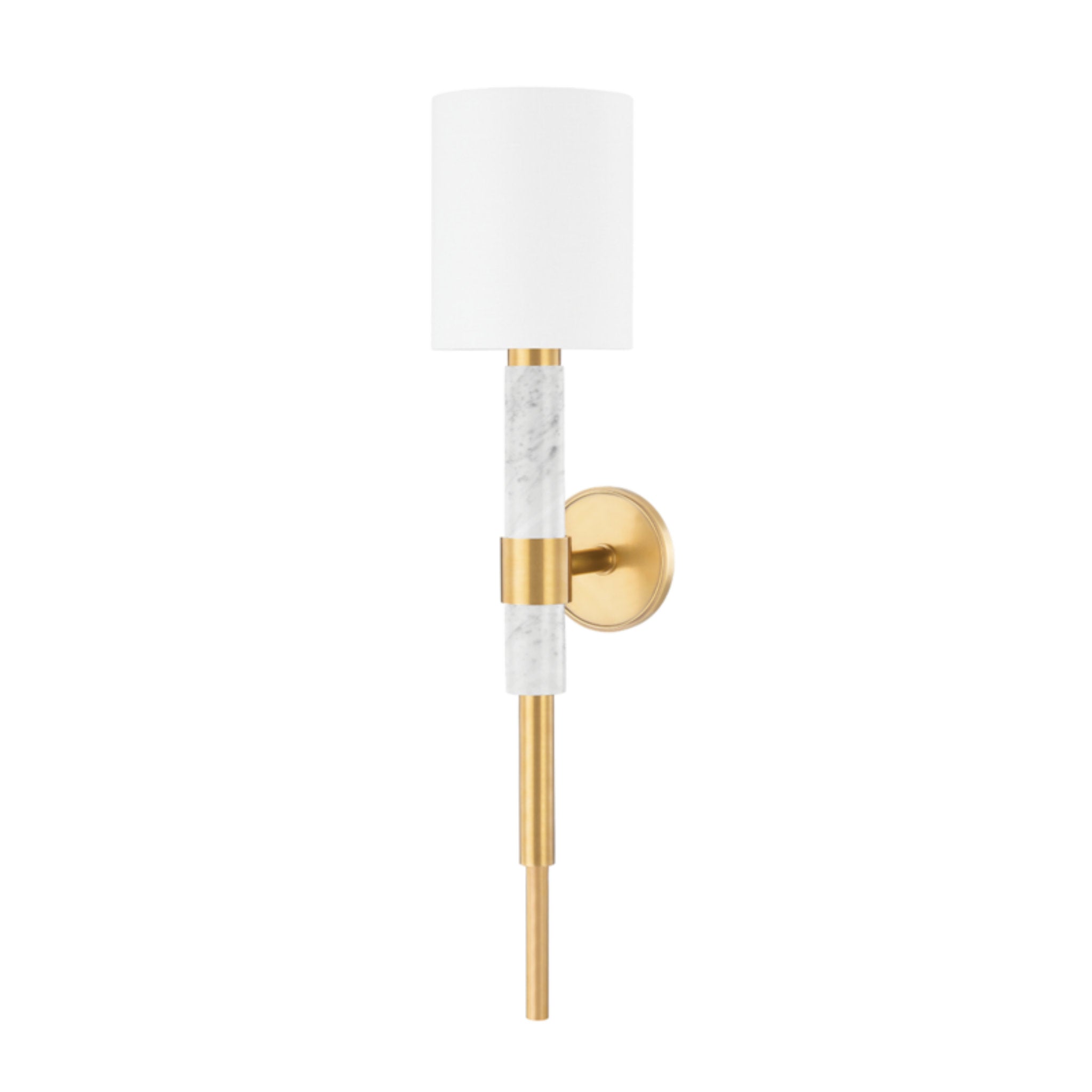 Solstice 1 Light Wall Sconce in Vintage Brass & White Marble