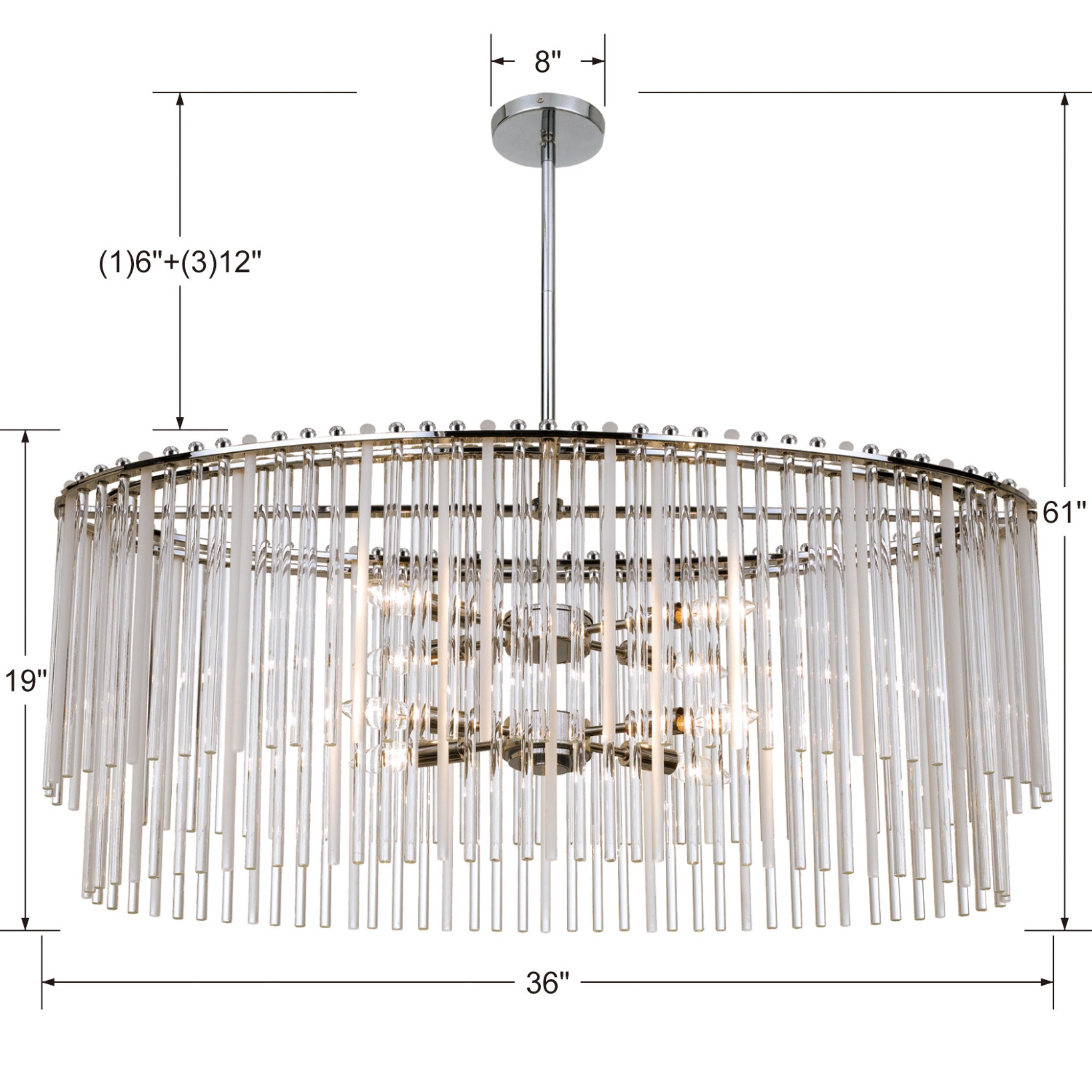 Bleecker 36'' Polished Chrome Oval Chandelier Silver 36"W x 16"H x 16"D