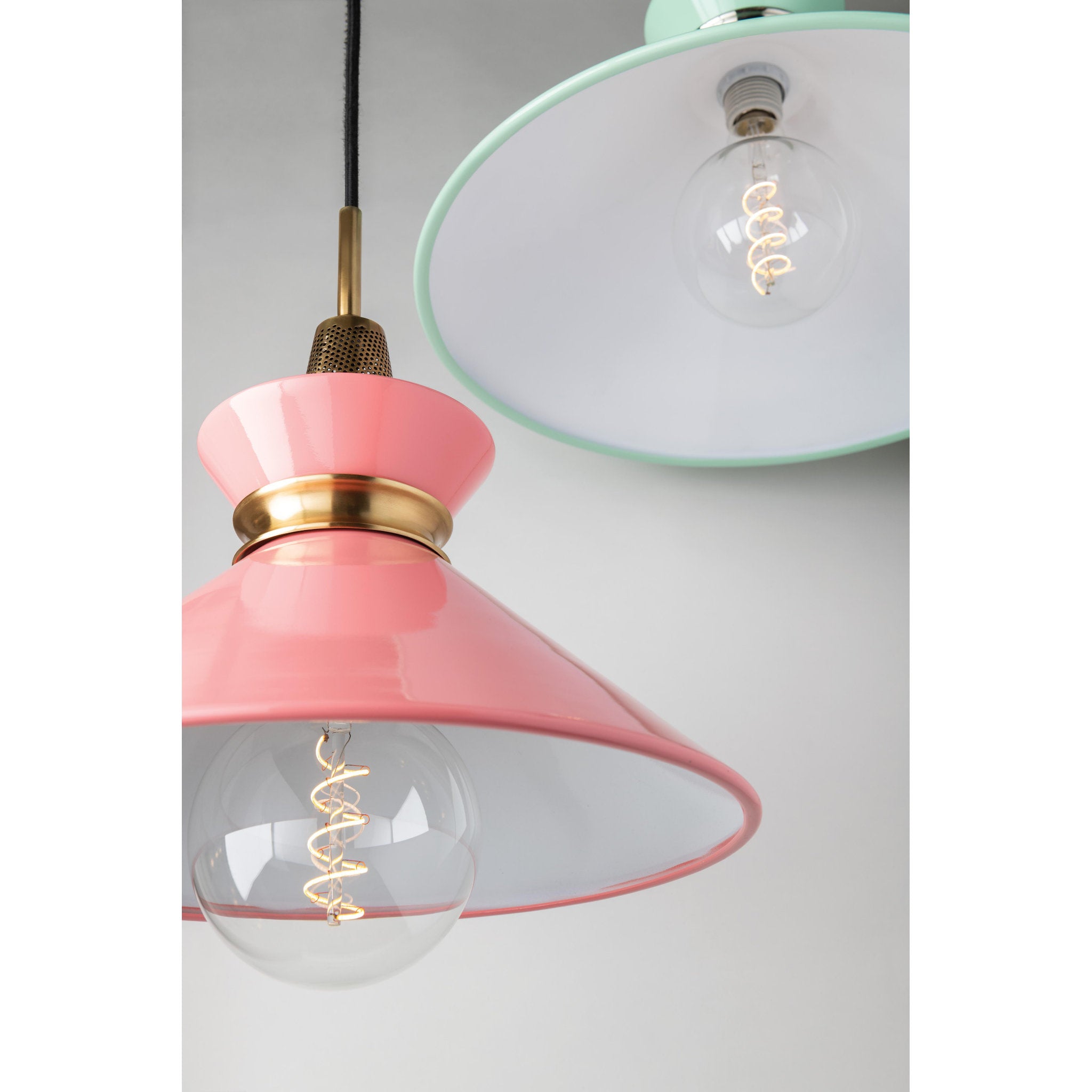 Kiki 1-Light Pendant in Aged Brass/Pink