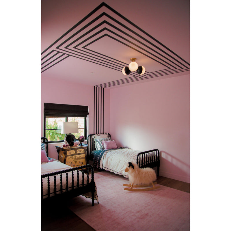 Renee 3 Light Semi Flush in Aged Brass/Black