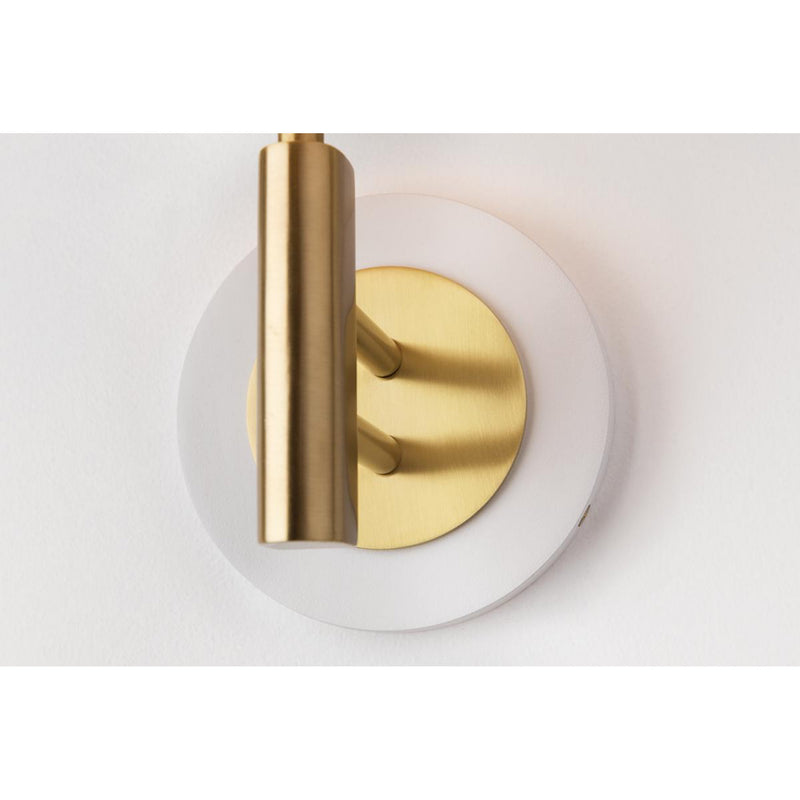 Robbie 1 Light Wall Sconce in Aged Brass/Soft Off White