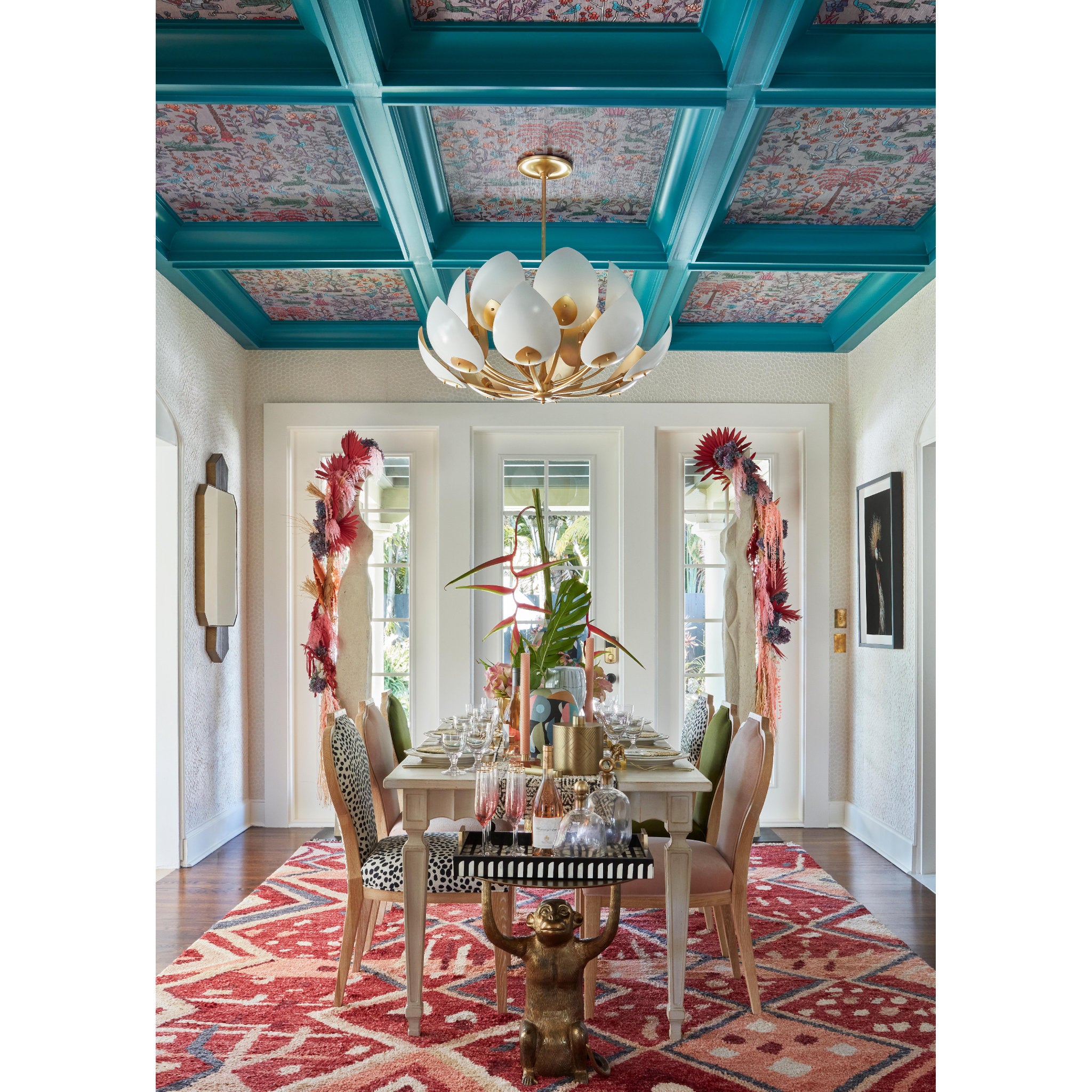 Lotus 16-Light Chandelier in  Gold Leaf/White 38.5L x 38.5W x 22H