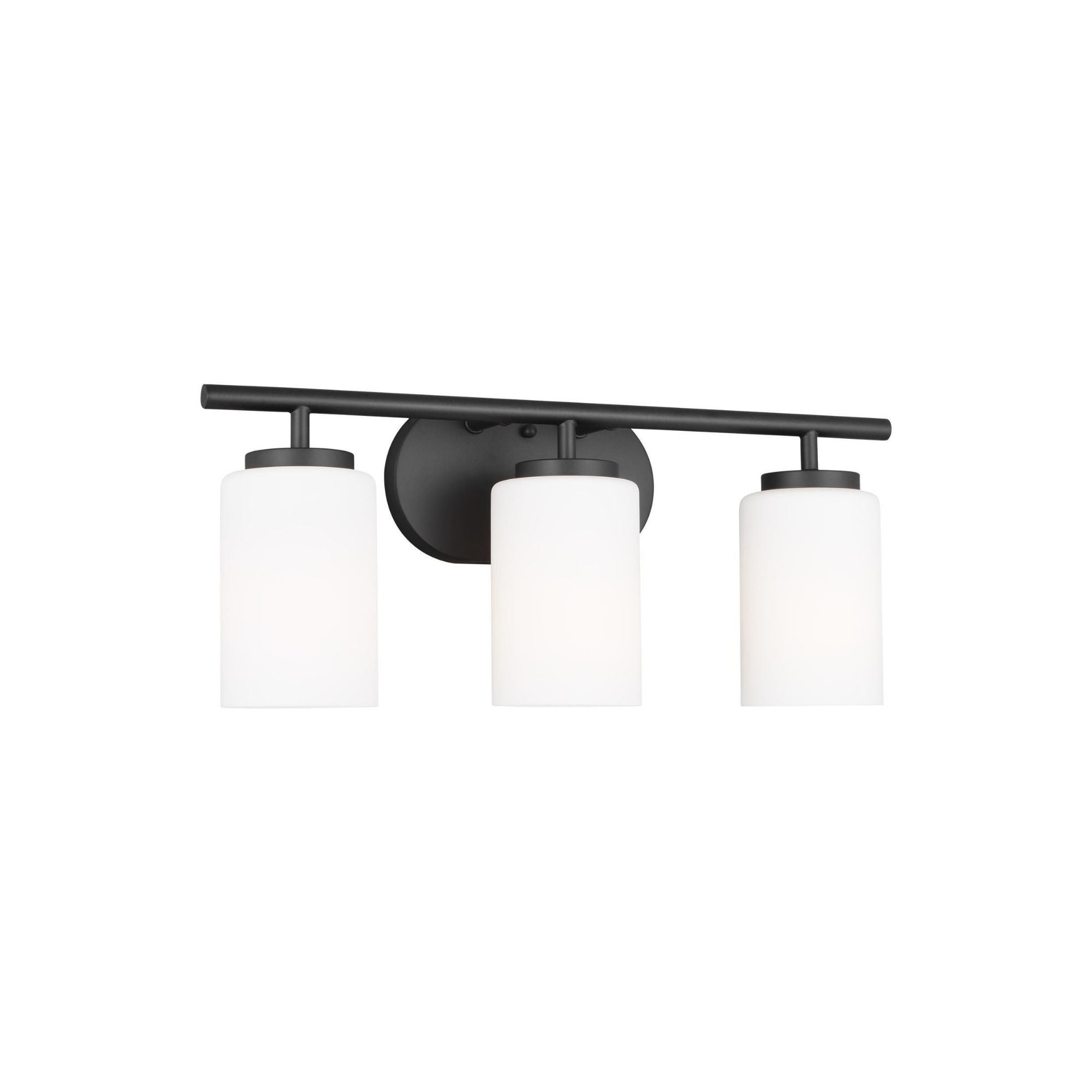 Oslo Three Light Wall / Bath Contemporary Fixture 20" Width 8.5" Height Steel Round Cased Opal Etched Shade in Midnight Black
