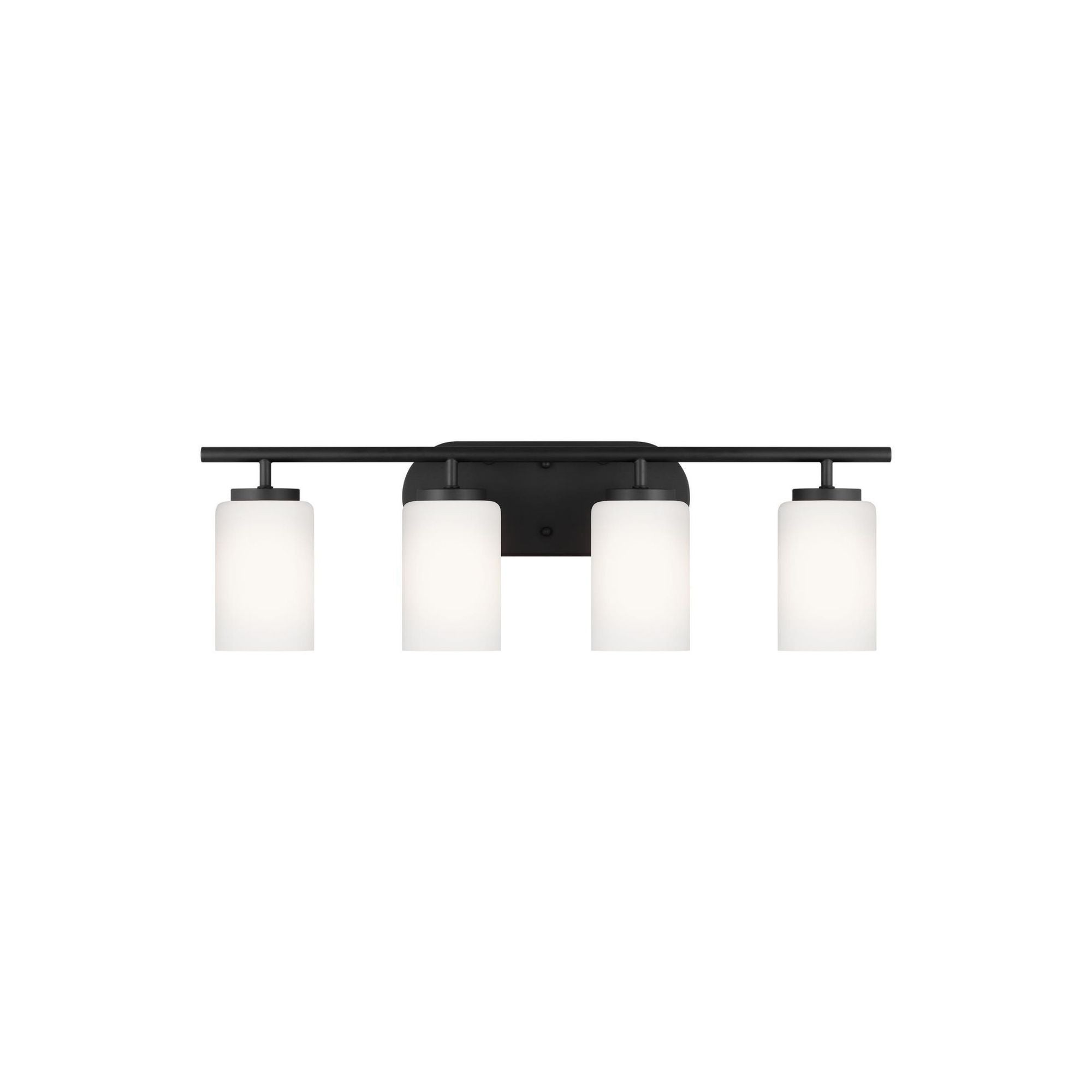 Oslo Four Light Wall / Bath LED Contemporary Fixture 28" Width 8.5" Height Steel Round Cased Opal Etched Shade in Midnight Black