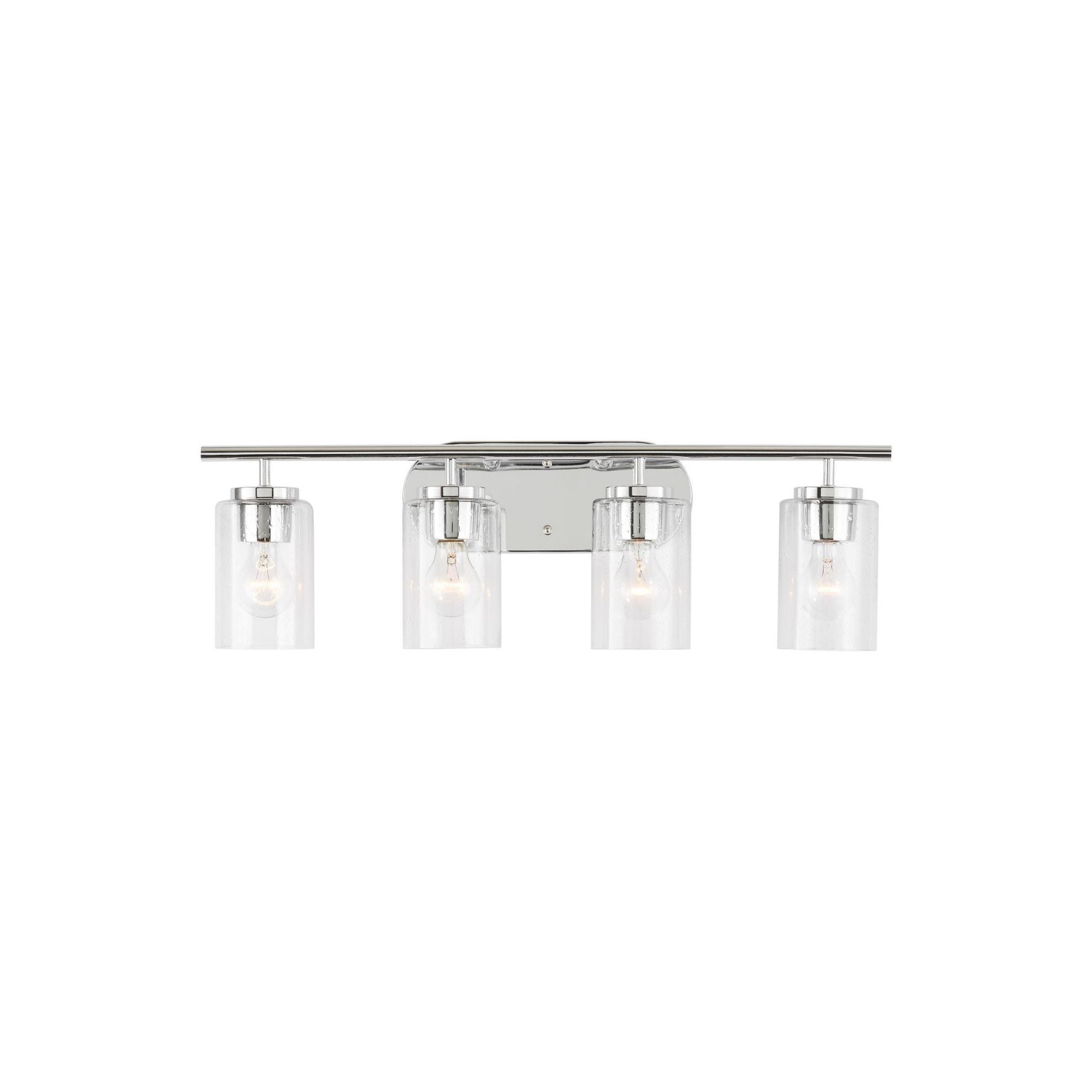 Oslo Four Light Wall / Bath Contemporary Fixture 27.5" Width 8.5" Height Steel Round Clear Seeded Shade in Chrome
