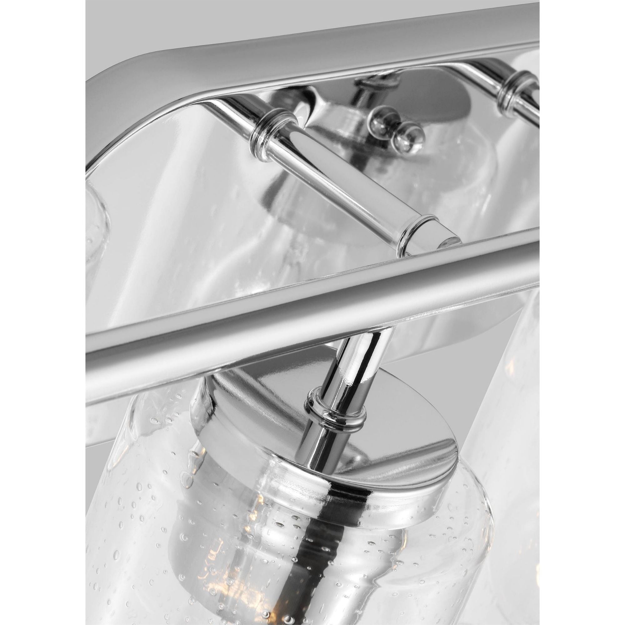 Oslo Four Light Wall / Bath Contemporary Fixture 27.5" Width 8.5" Height Steel Round Clear Seeded Shade in Chrome