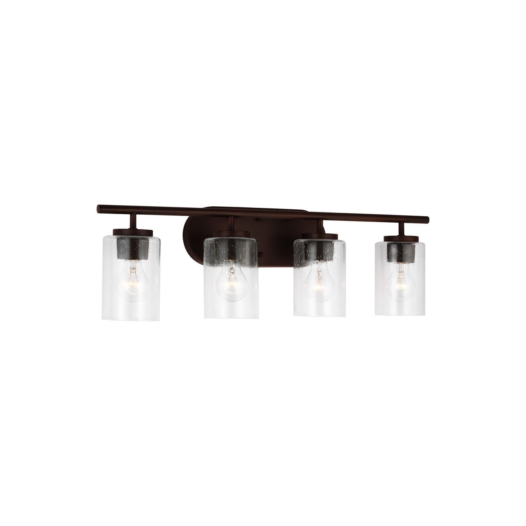 Oslo Four Light Wall / Bath Contemporary Fixture 27.5" Width 8.5" Height Steel Round Clear Seeded Shade in Bronze