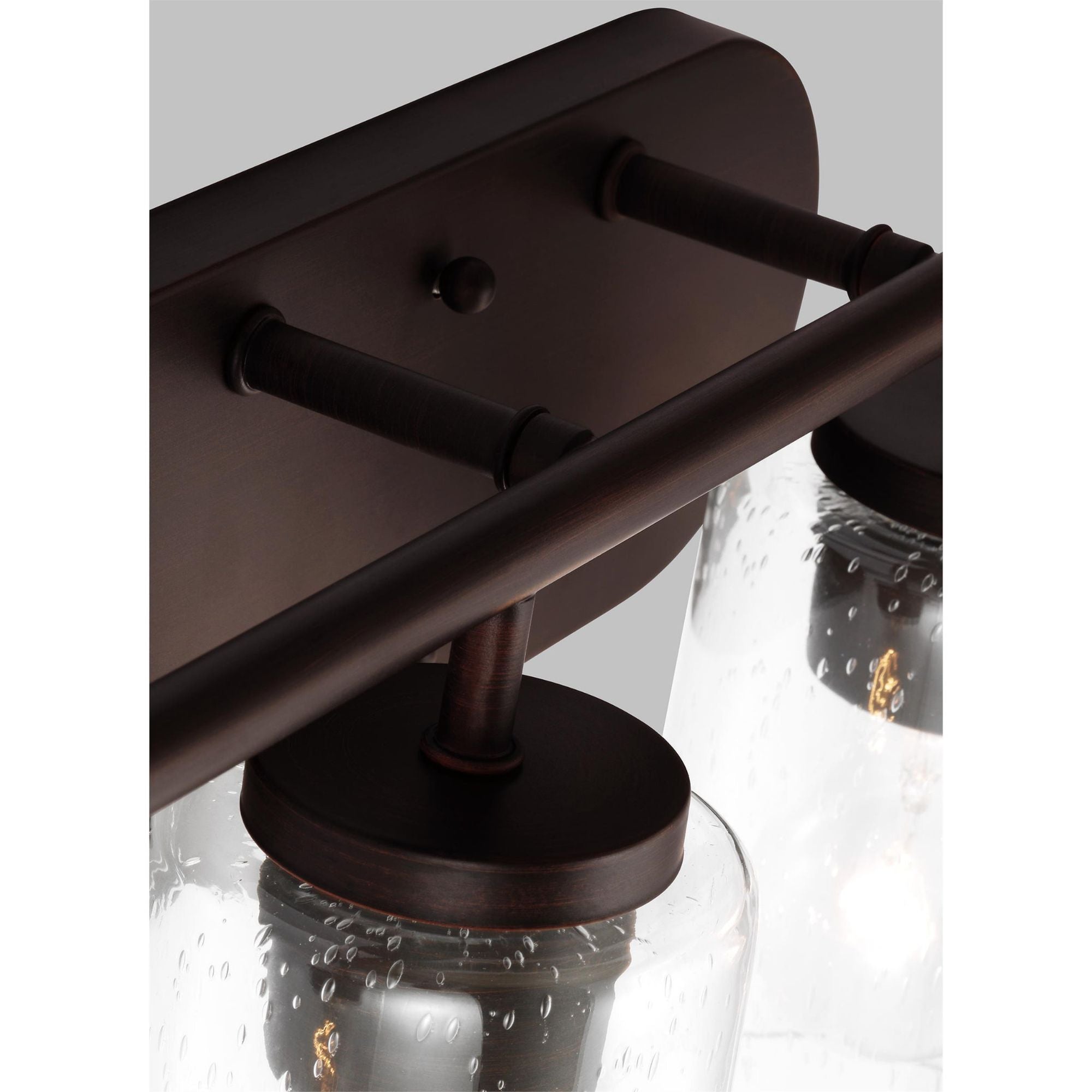 Oslo Four Light Wall / Bath Contemporary Fixture 27.5" Width 8.5" Height Steel Round Clear Seeded Shade in Bronze