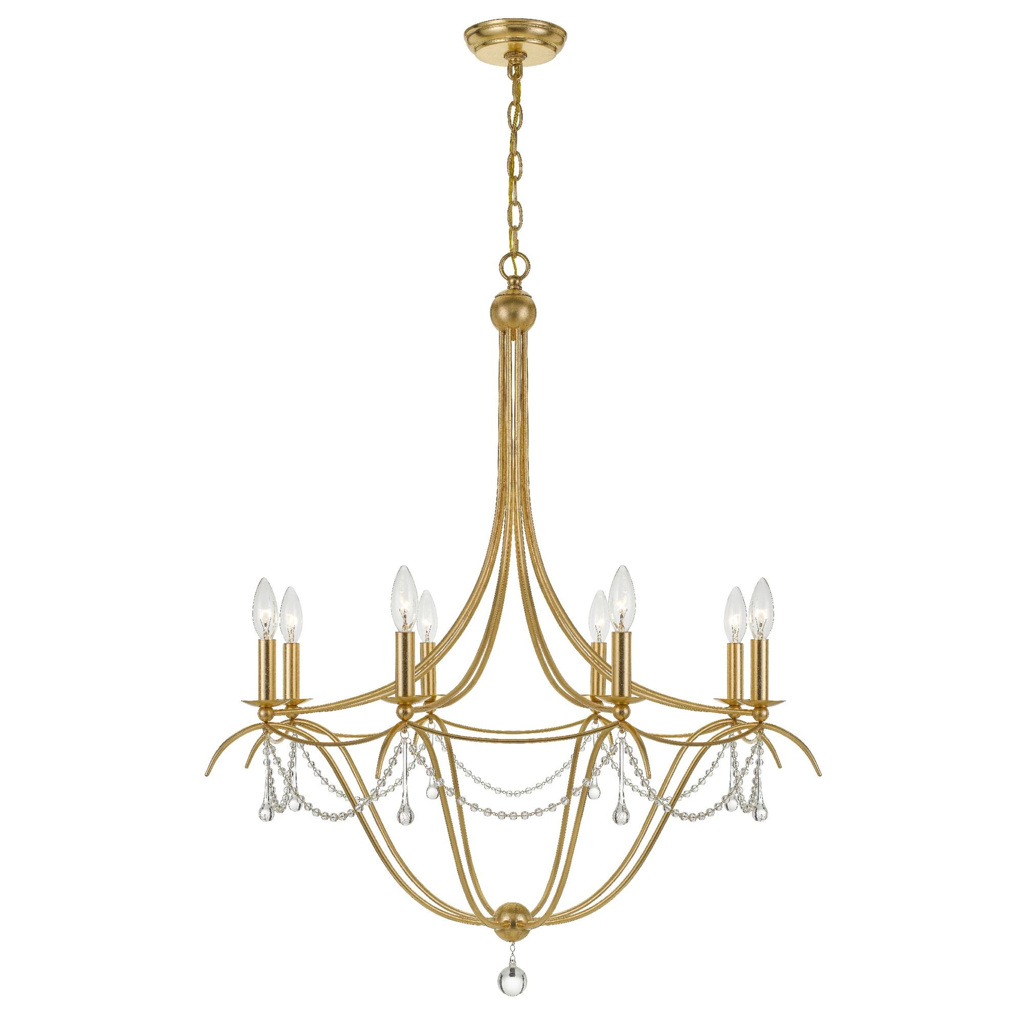 Metro 8 Light Crystal Beads Antique Gold Chandelier Clear Glass Beads 31.5"W x 37"H x 31.5"D