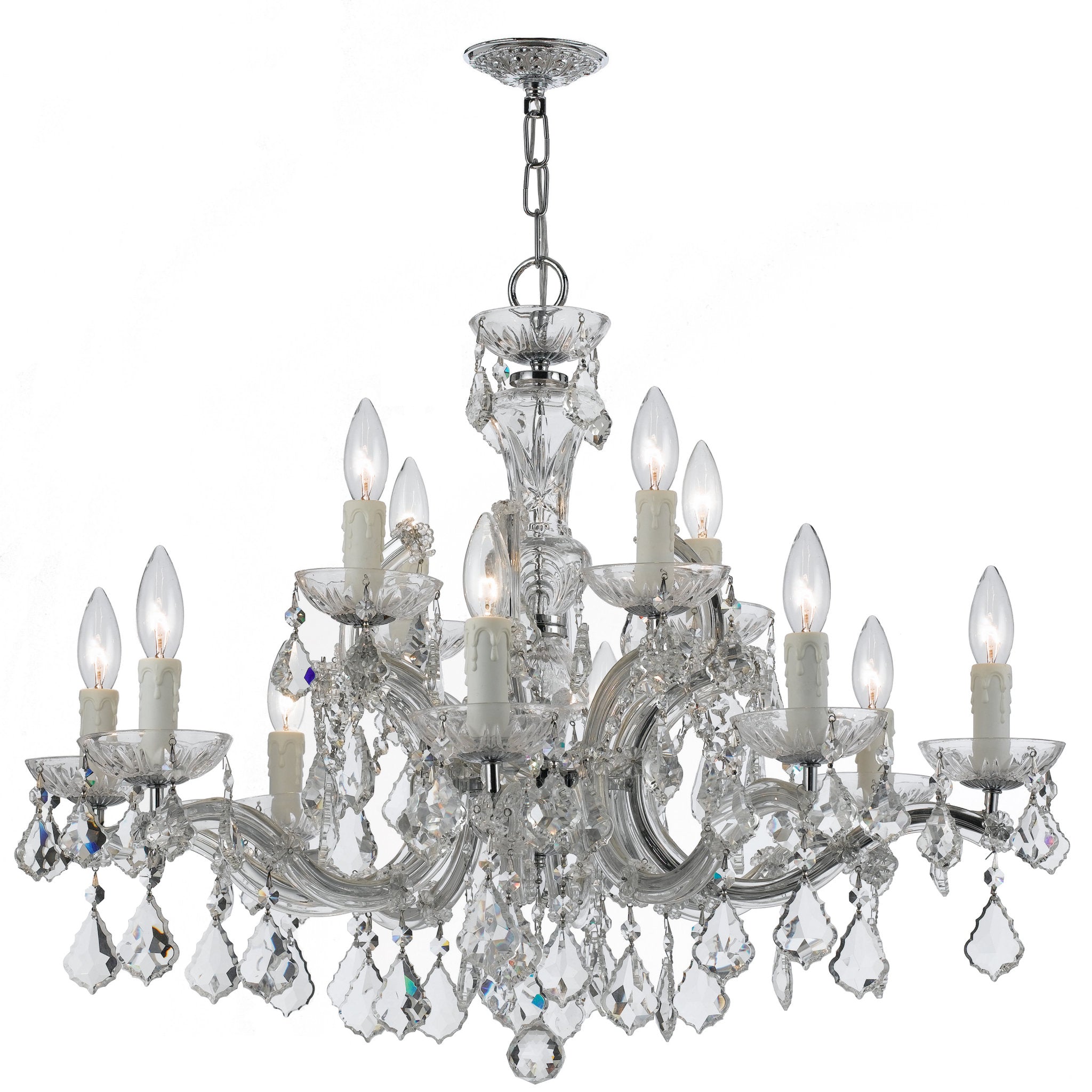 Maria Theresa 30'' Hand Cut Crystal Polished Chrome Chandelier Silver 30"W x 23"H x 30"D