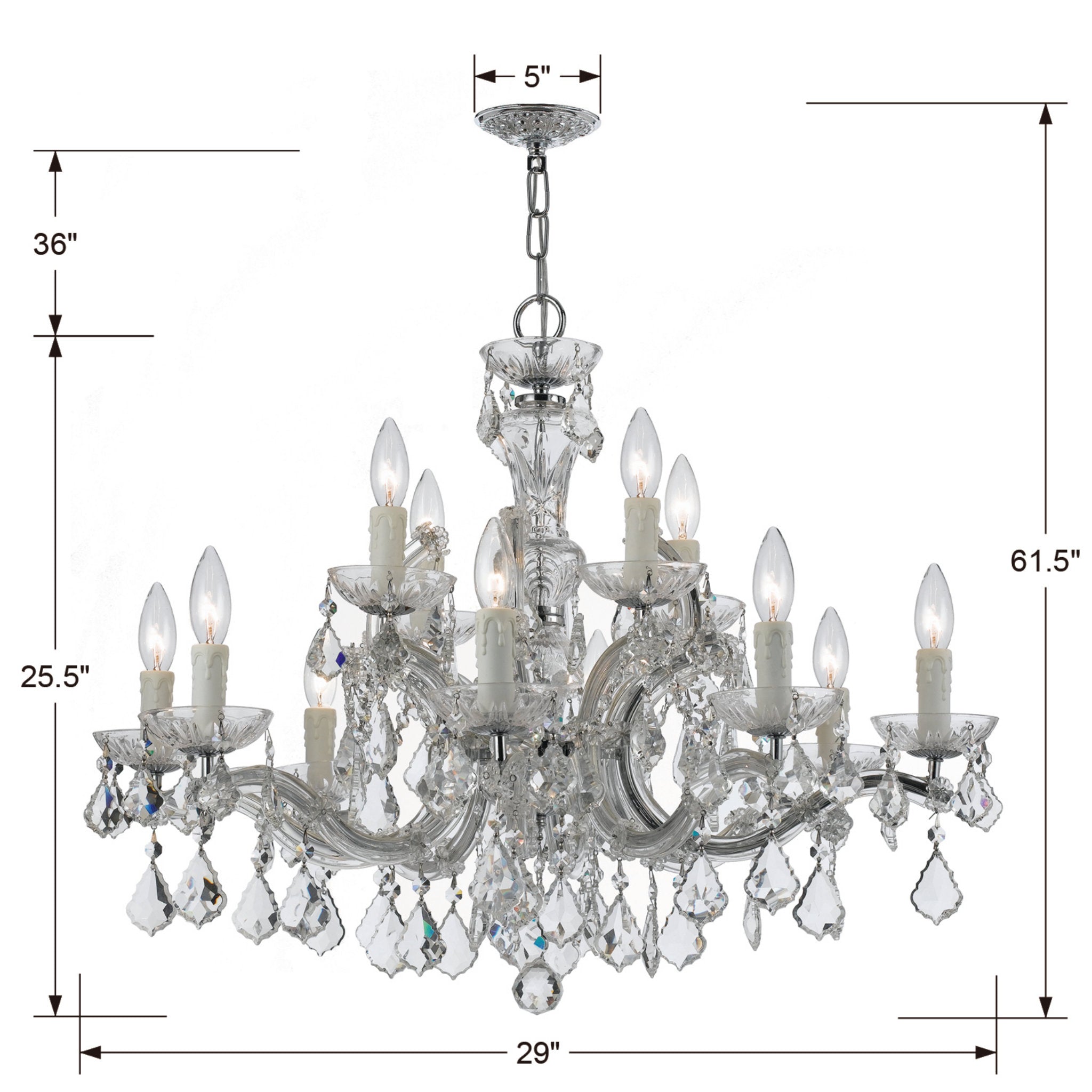 Maria Theresa 30'' Hand Cut Crystal Polished Chrome Chandelier Silver 30"W x 23"H x 30"D