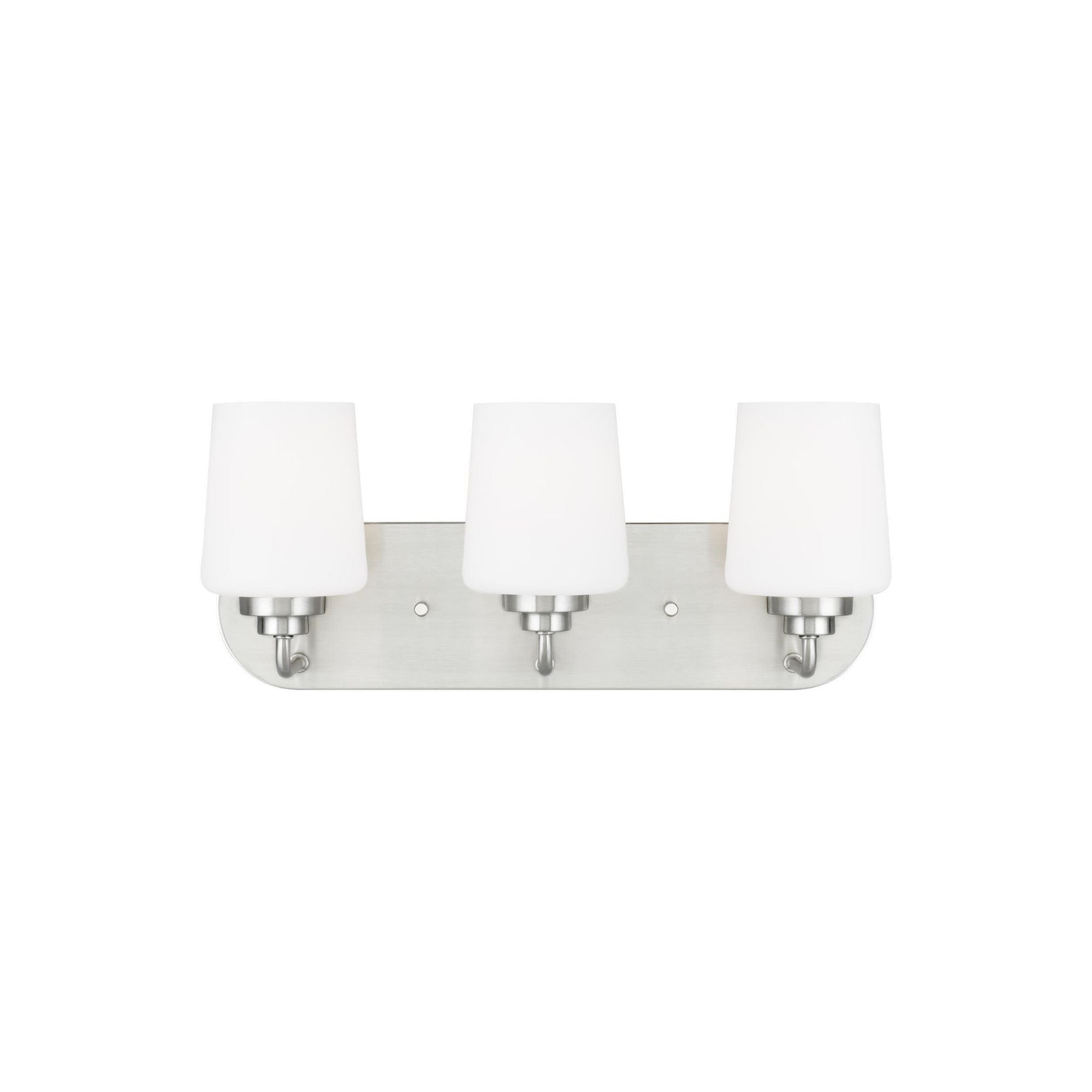 Windom Three Light Wall / Bath LED Traditional Fixture 18" Width 7.5" Height Steel Round Etched White Inside Shade in Brushed Nickel