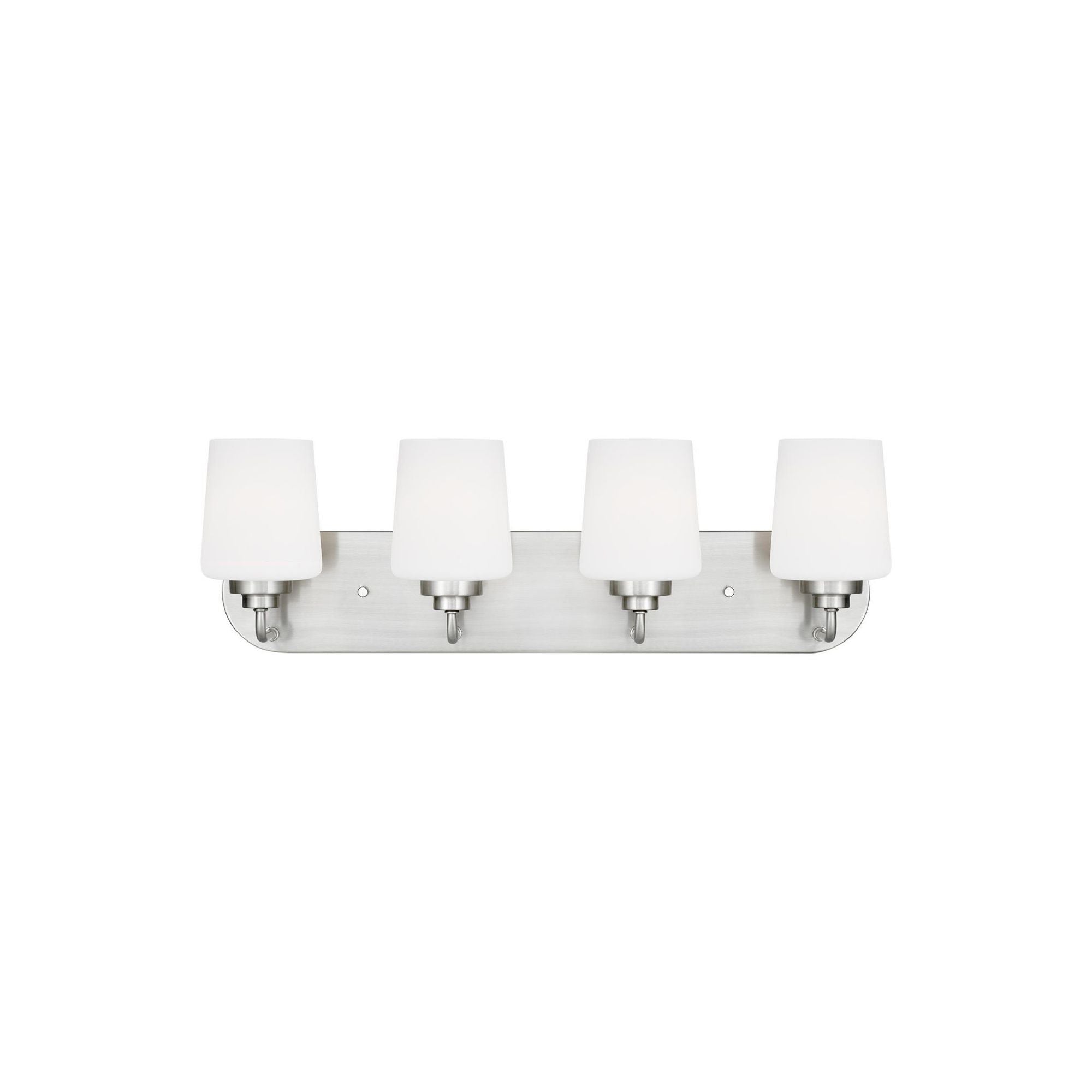 Windom Four Light Wall / Bath LED Traditional Fixture 24.375" Width 7.5" Height Steel Round Etched White Inside Shade in Brushed Nickel