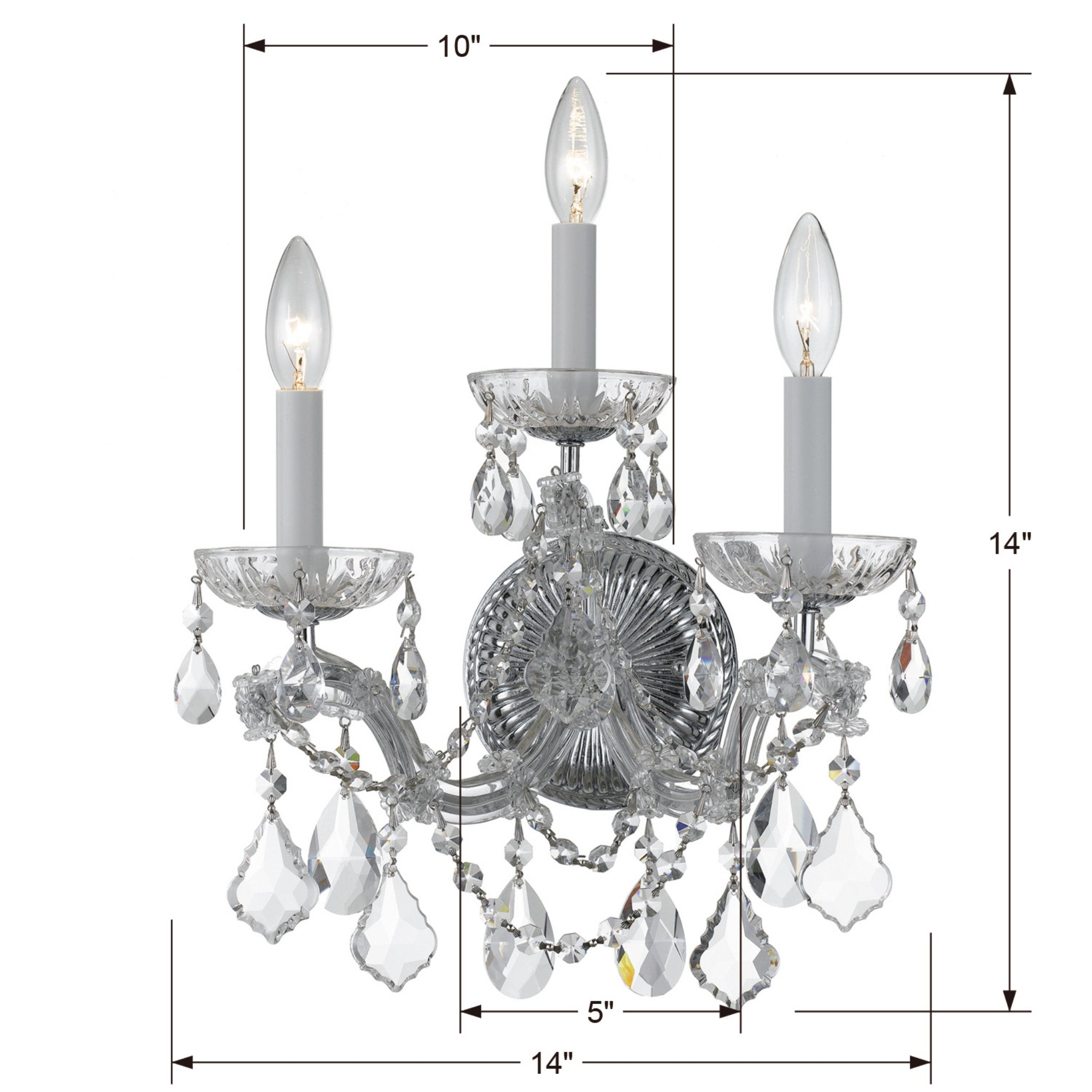 Maria Theresa 11'' Hand Cut Crystal Polished Chrome Sconce Silver 11"W x 18"H x 9.5"D