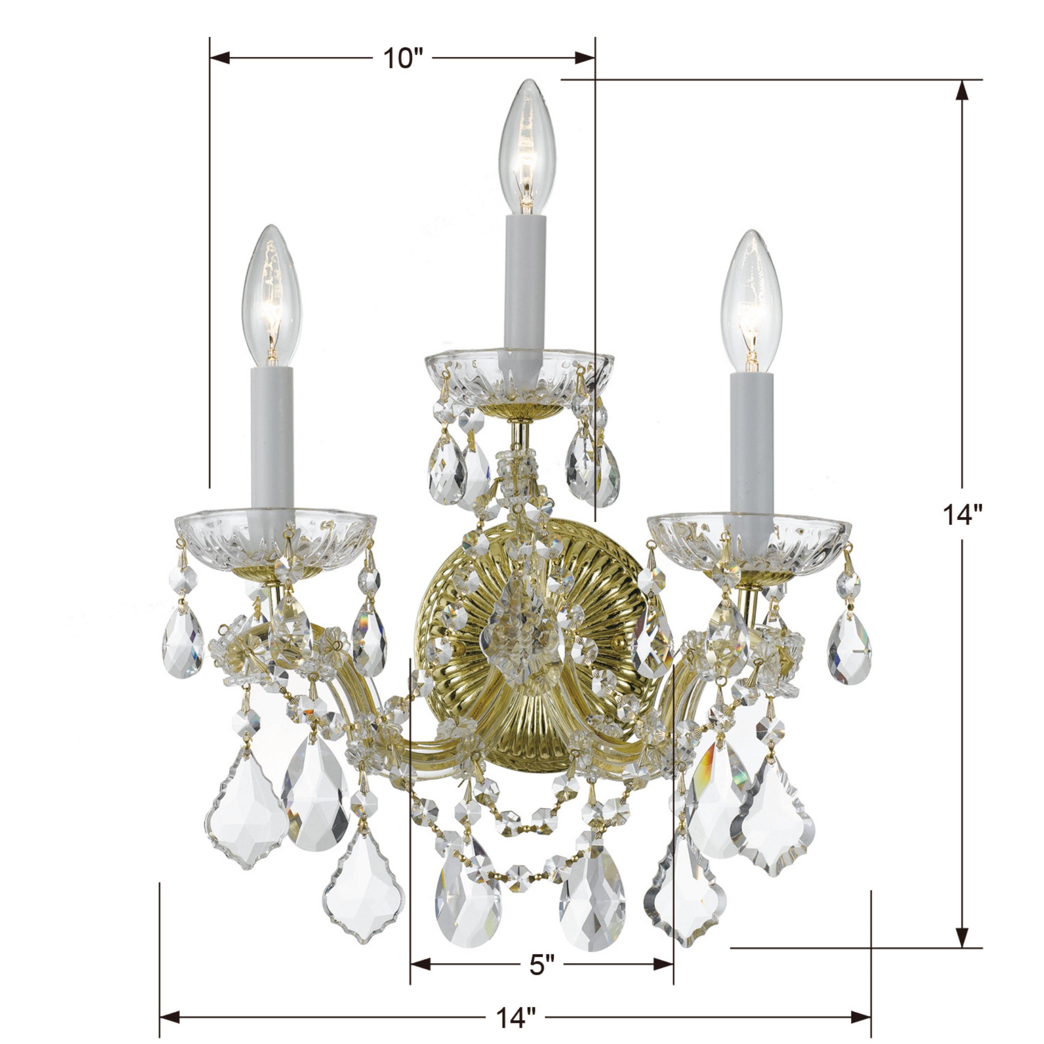 Maria Theresa 11'' Hand Cut Crystal Gold Sconce Gold 11"W x 18"H x 9.5"D