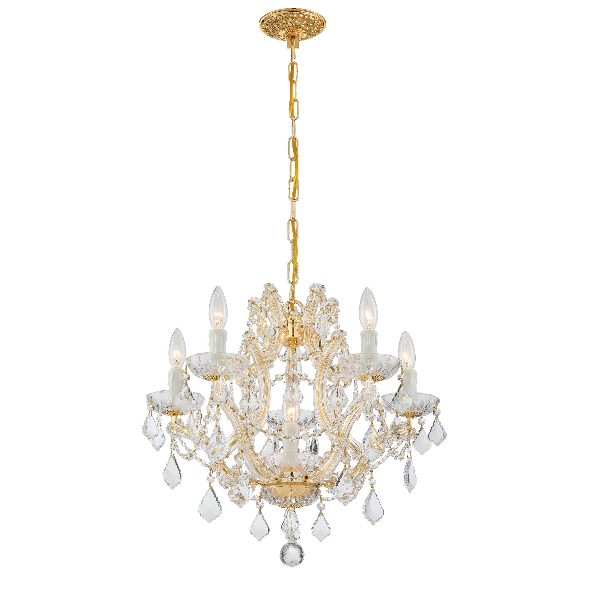 Crystorama 4405-GD-CL-I Maria Theresa 6 Light Clear Italian Crystal Gold Mini Chandelier
