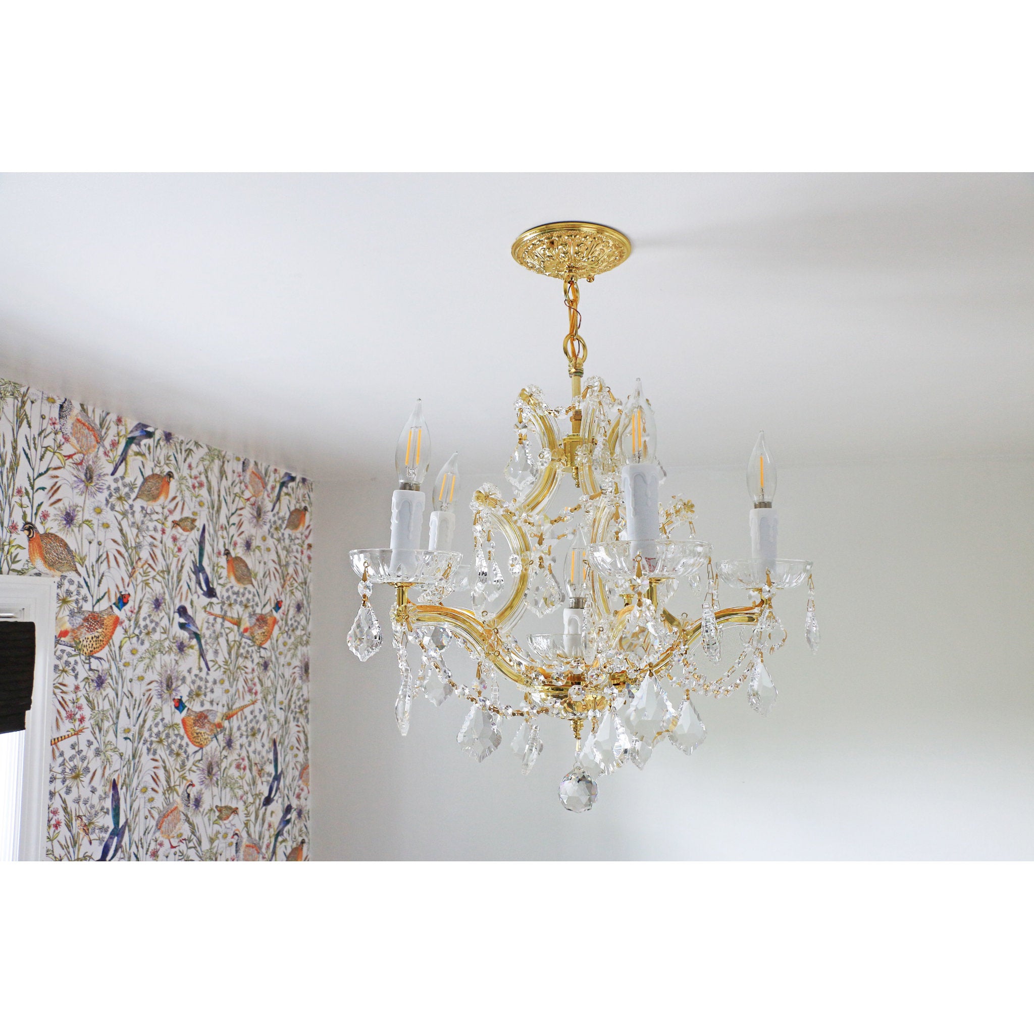Crystorama 4405-GD-CL-SAQ Maria Theresa 6 Light Spectra Crystal Gold Mini Chandelier