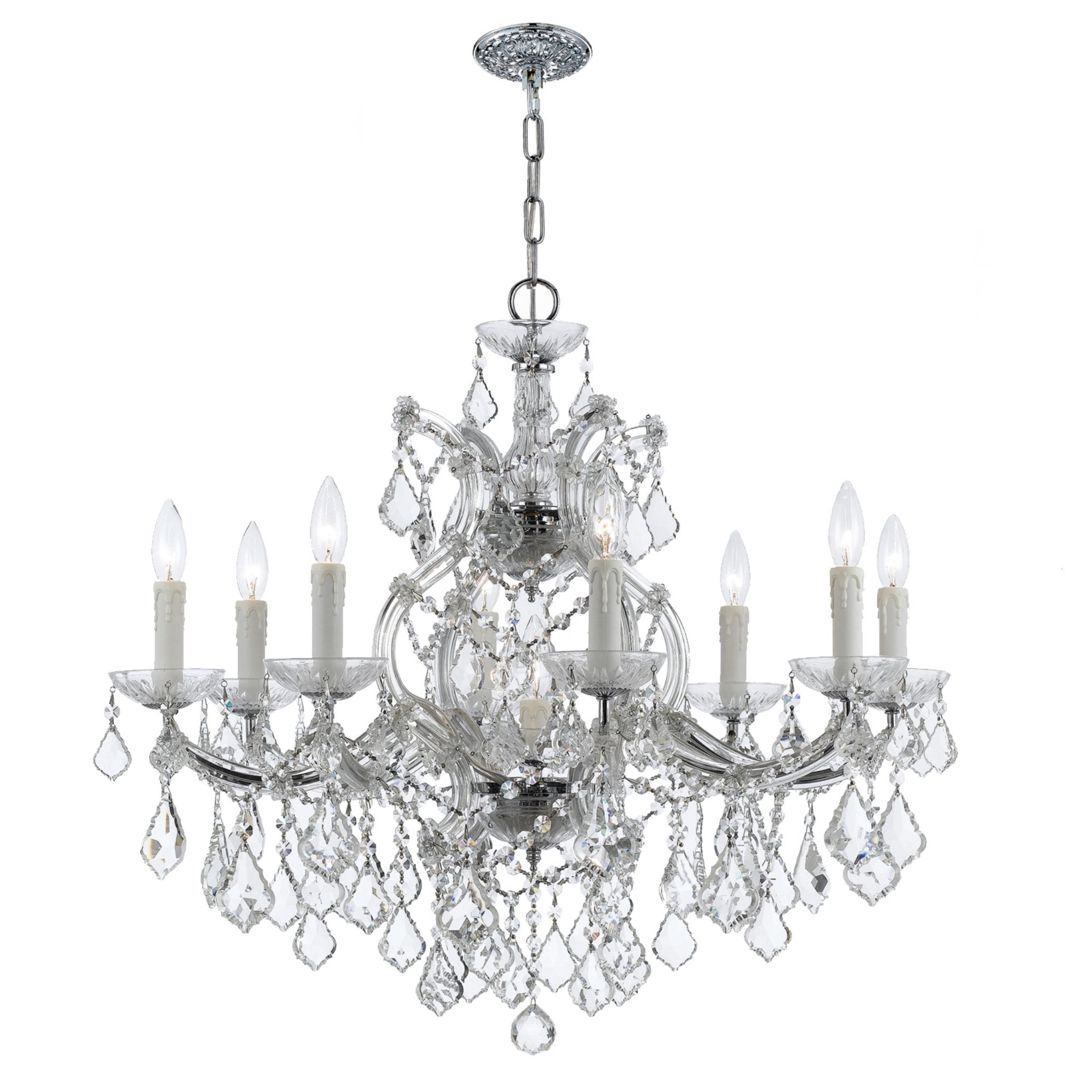 Maria Theresa 26'' Hand Cut Crystal Polished Chrome Chandelier Silver 26"W x 23"H x 26"D