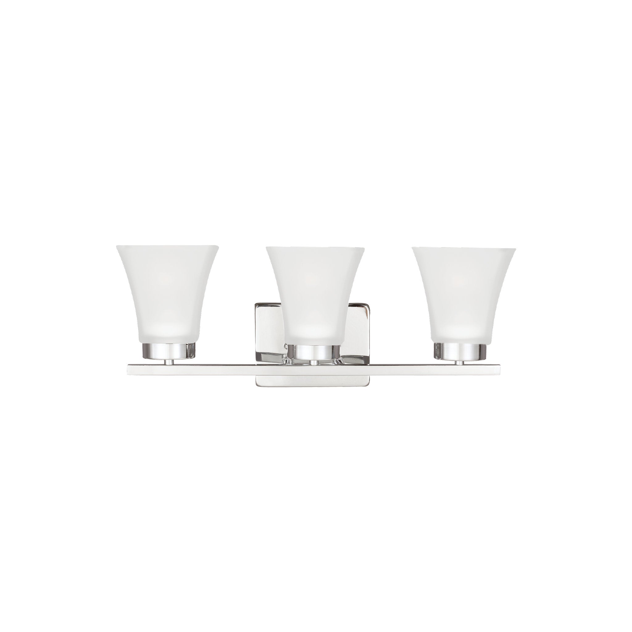 Bayfield Three Light Wall / Bath Contemporary Fixture 20" Width 7.75" Height Steel Square Satin Etched Shade in Chrome