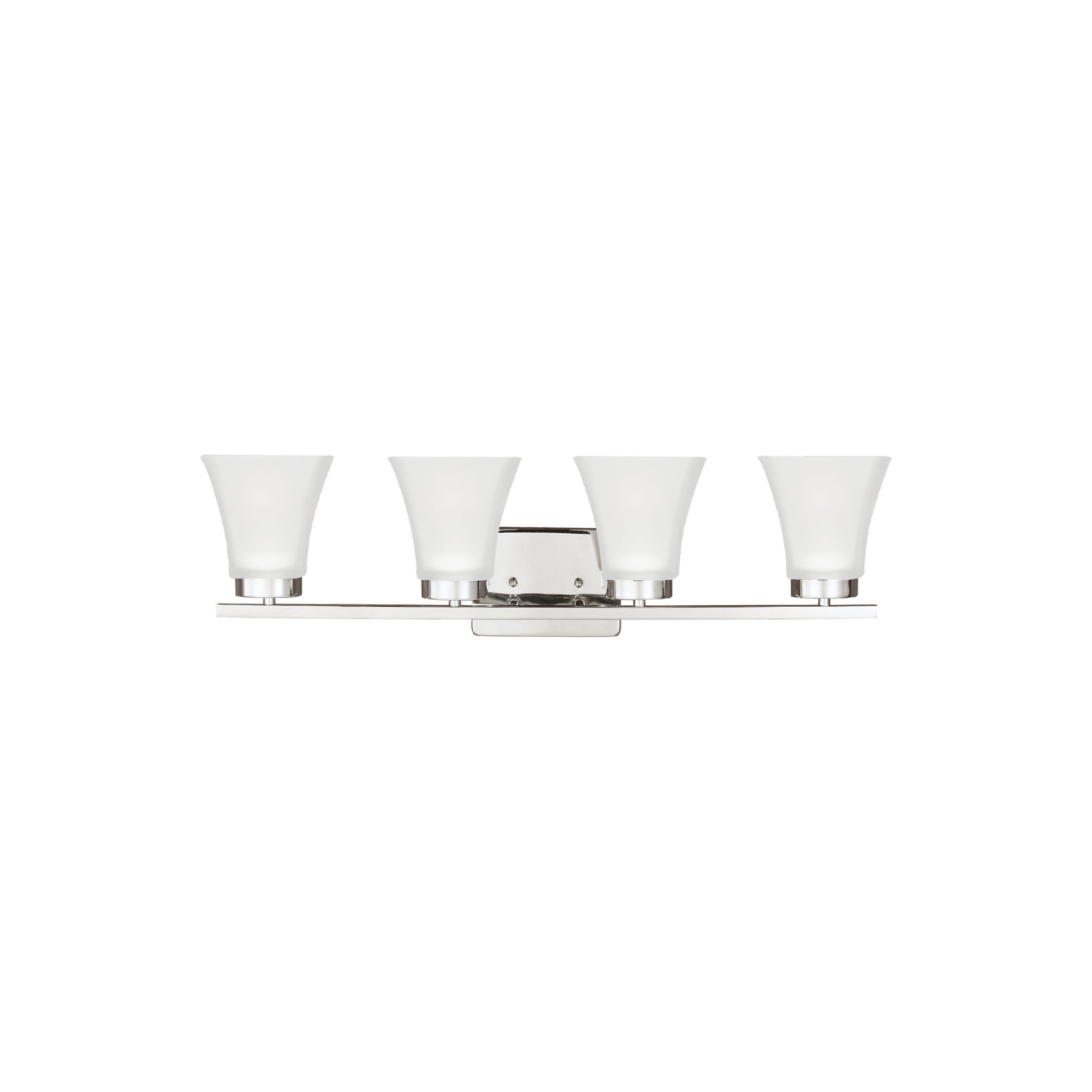 Bayfield Four Light Wall / Bath Contemporary Fixture 27.5" Width 7.75" Height Steel Square Satin Etched Shade in Chrome
