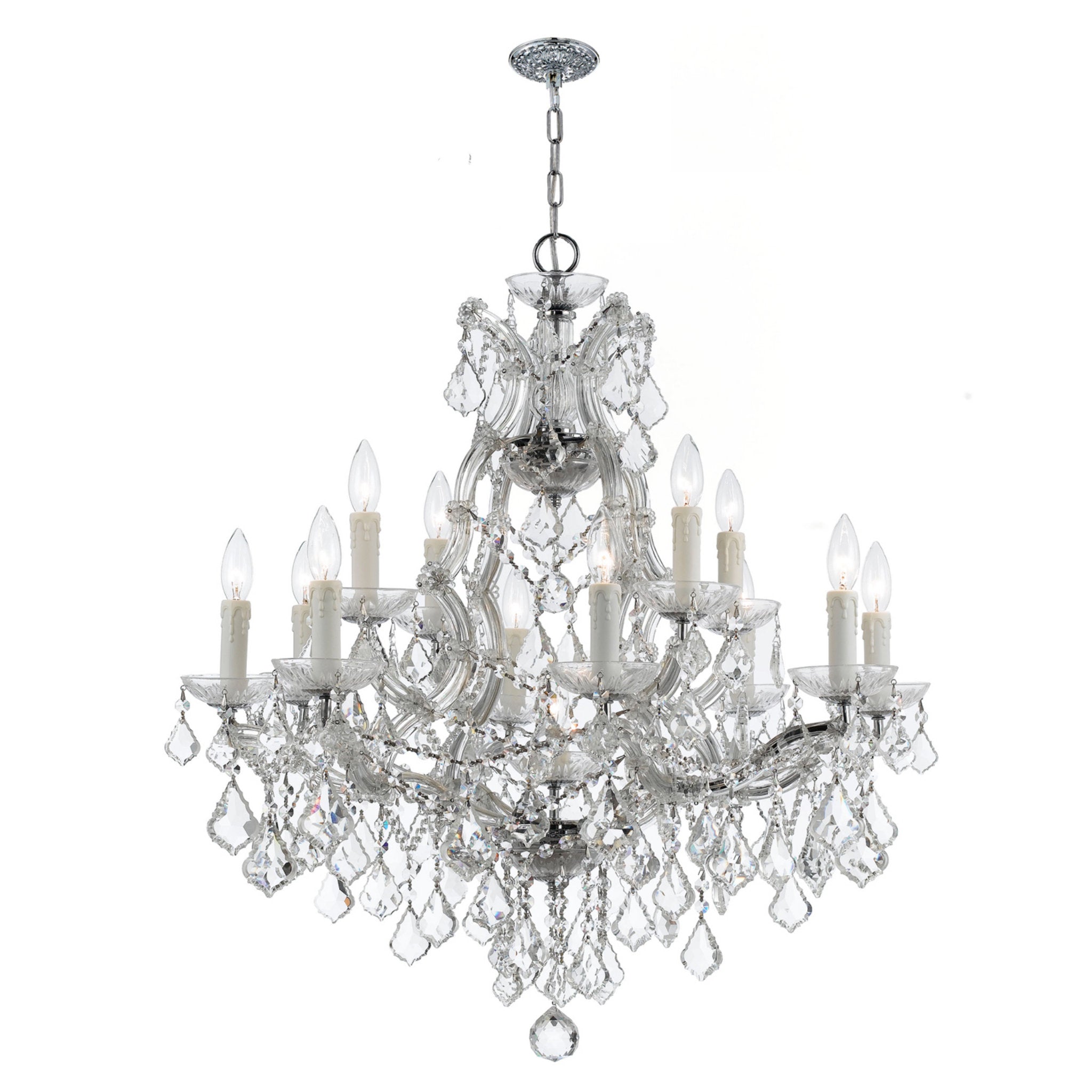 Maria Theresa 28'' Italian Crystal Polished Chrome Chandelier Silver 28"W x 32"H x 28"D
