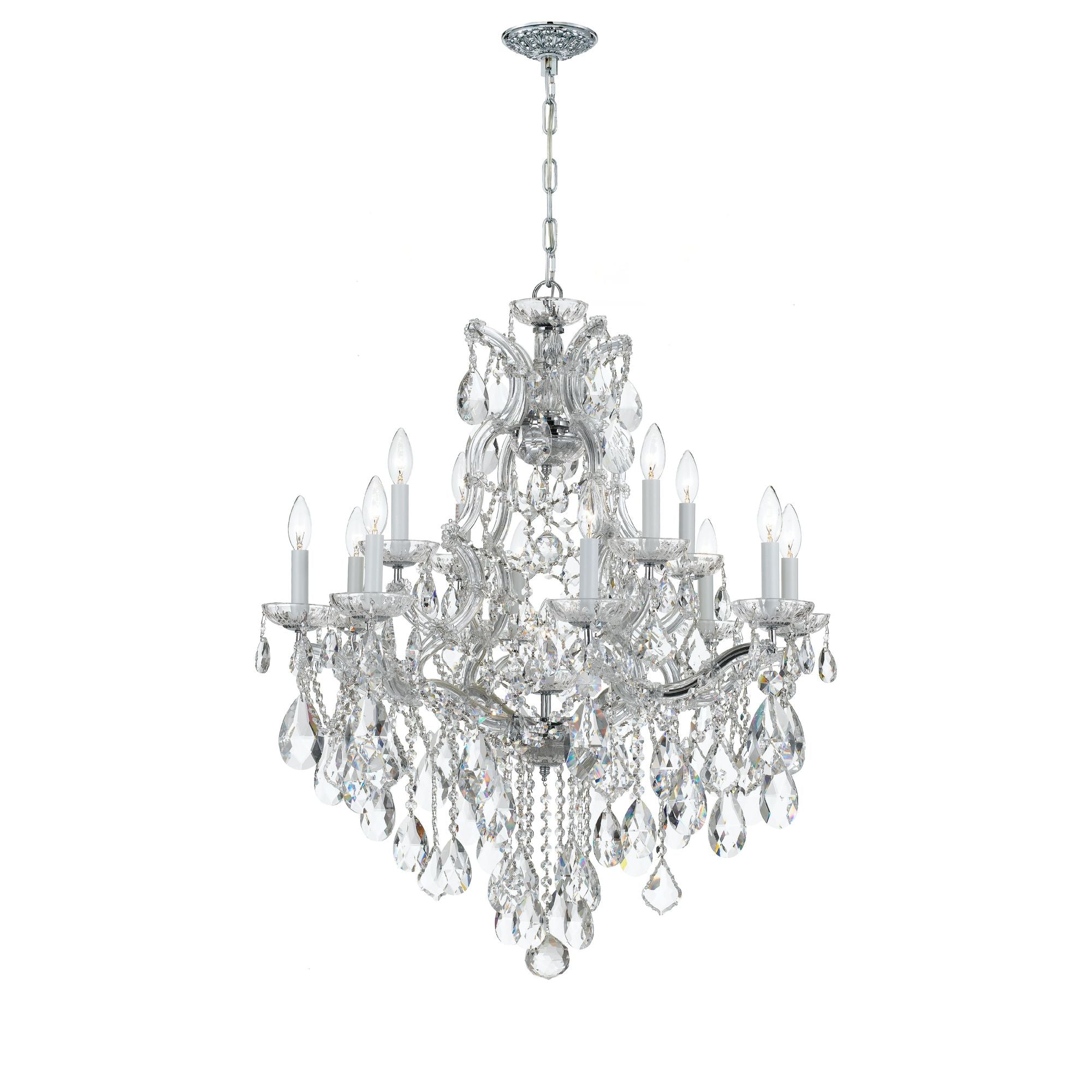 Maria Theresa 28'' Hand Cut Crystal Polished Chrome Chandelier Silver 28"W x 32"H x 28"D