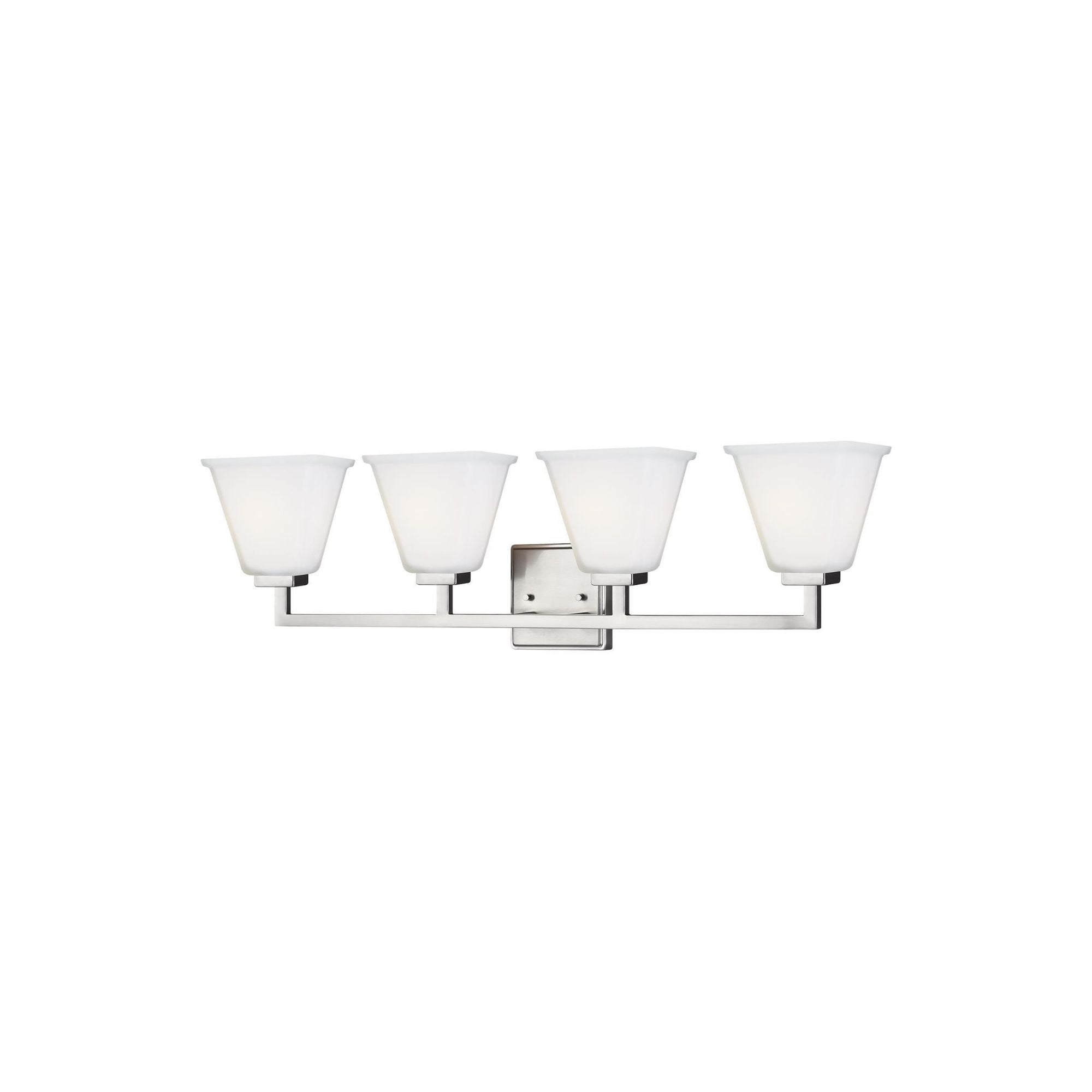 Ellis Harper Four Light Bath LED Transitional Wall Fixture 32.5" Width 9.125" Height Steel Square Etched / White Inside Shade in Brushed Nickel