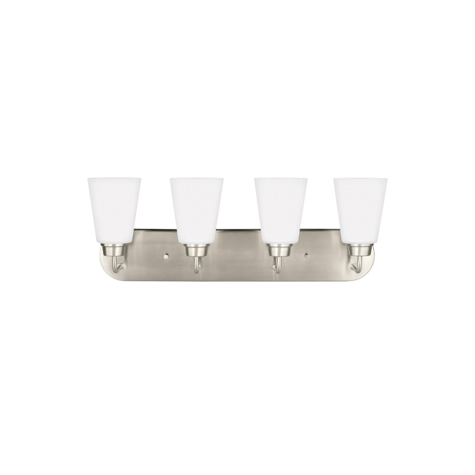 Kerrville Four Light Wall / Bath LED Transitional Fixture 24.625" Width 9" Height Steel Round Satin Etched Shade in Brushed Nickel